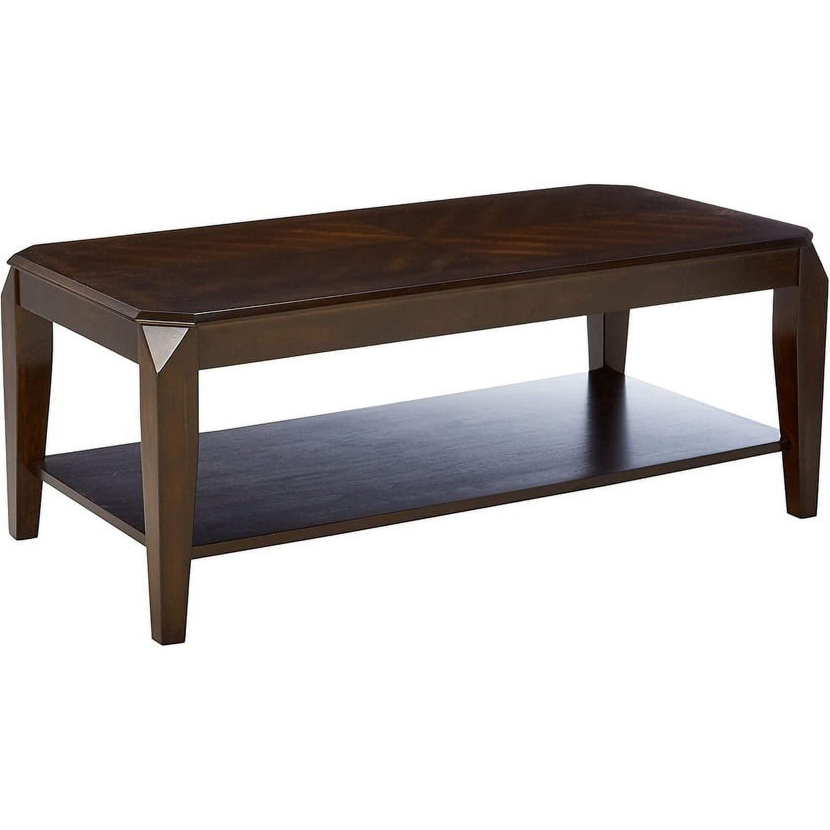 Walnut Finish Rectangular Coffee Table with Shelf Board