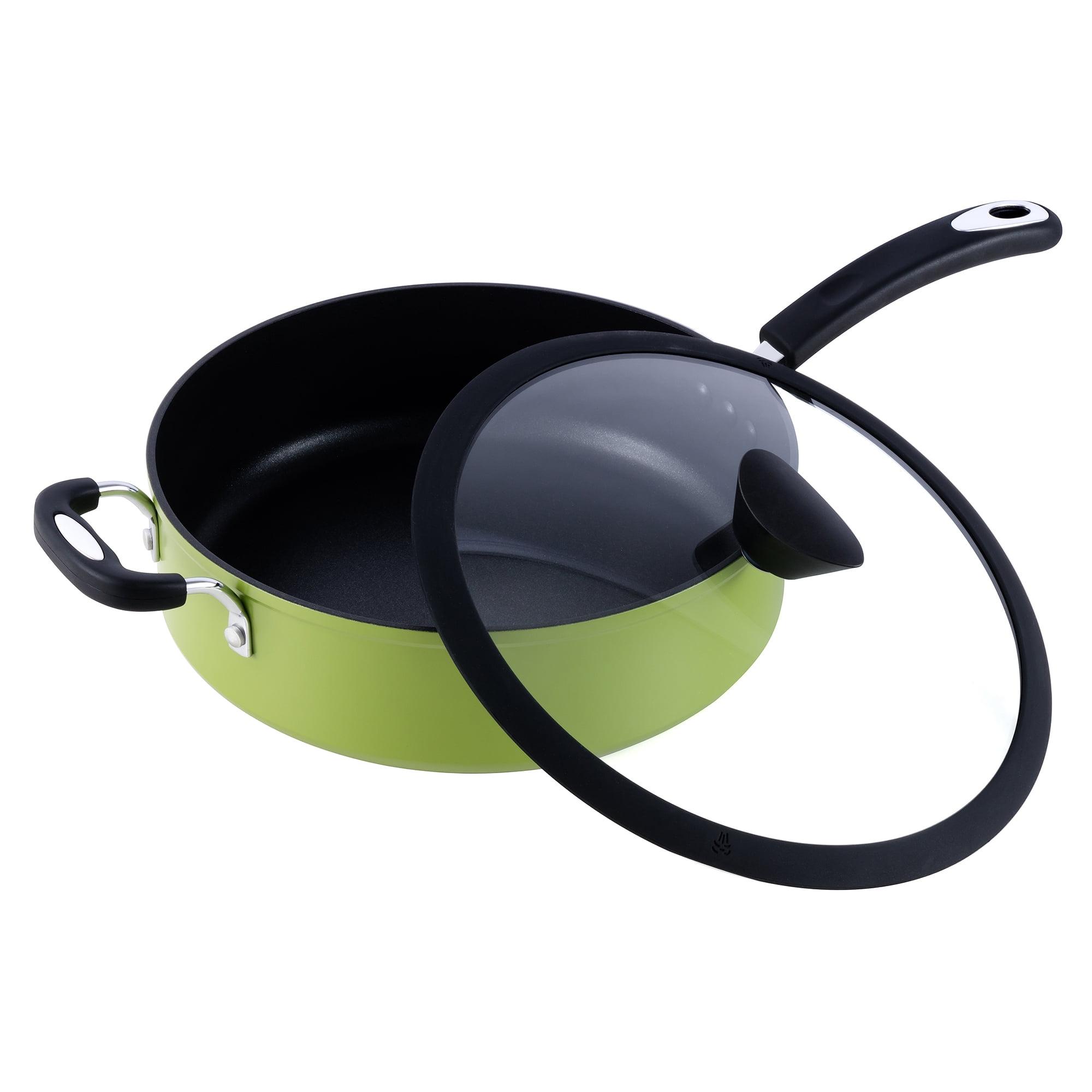 Green Aluminum Non-Stick Sauce Pan with Lid, 12"