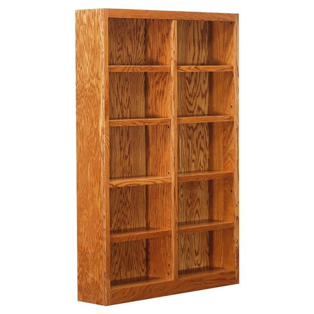 Traditional Oak 72" Tall 10-Shelf Double Wide Bookcase