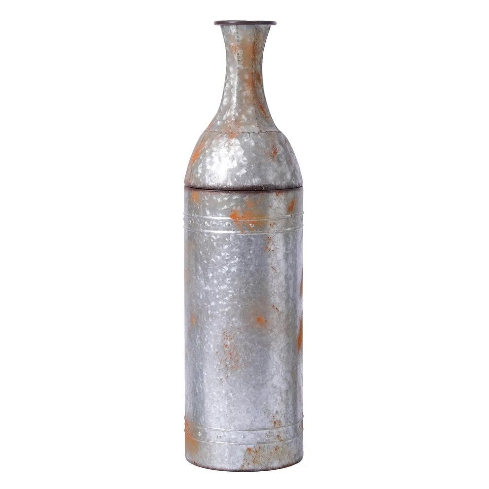 Vintiquewise 33" Rustic Farmhouse Style Galvanized Metal Floor Vase Decoration, Medium