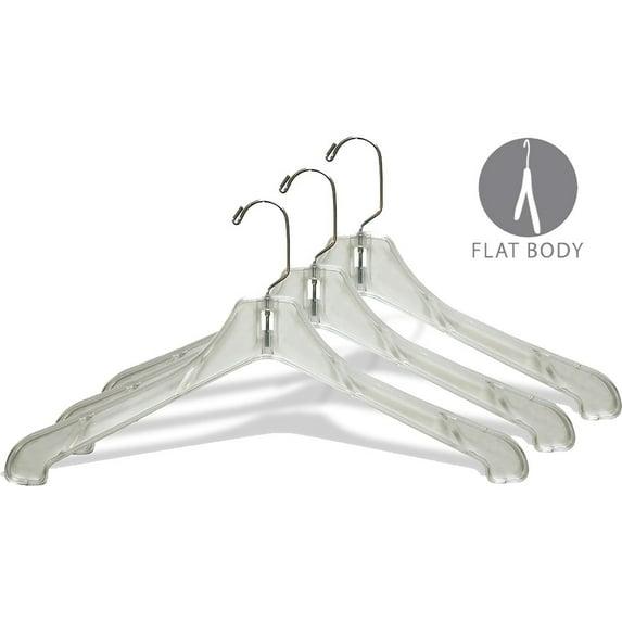 The Great American Hanger Company Heavy Duty Clear Plastic Coat Hanger, Strong 1/2 Inch Thick Hangers with 360 Degree Chrome Swivel Hook Box of 50