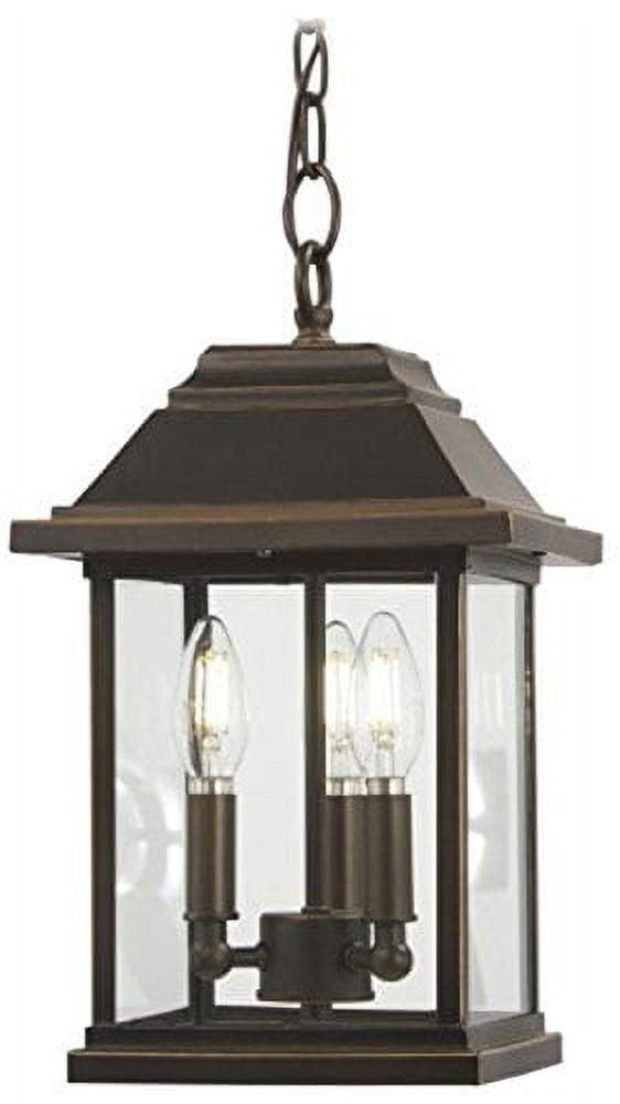 Oil Rubbed Bronze 3-Light Outdoor Hanging Lantern with Clear Glass