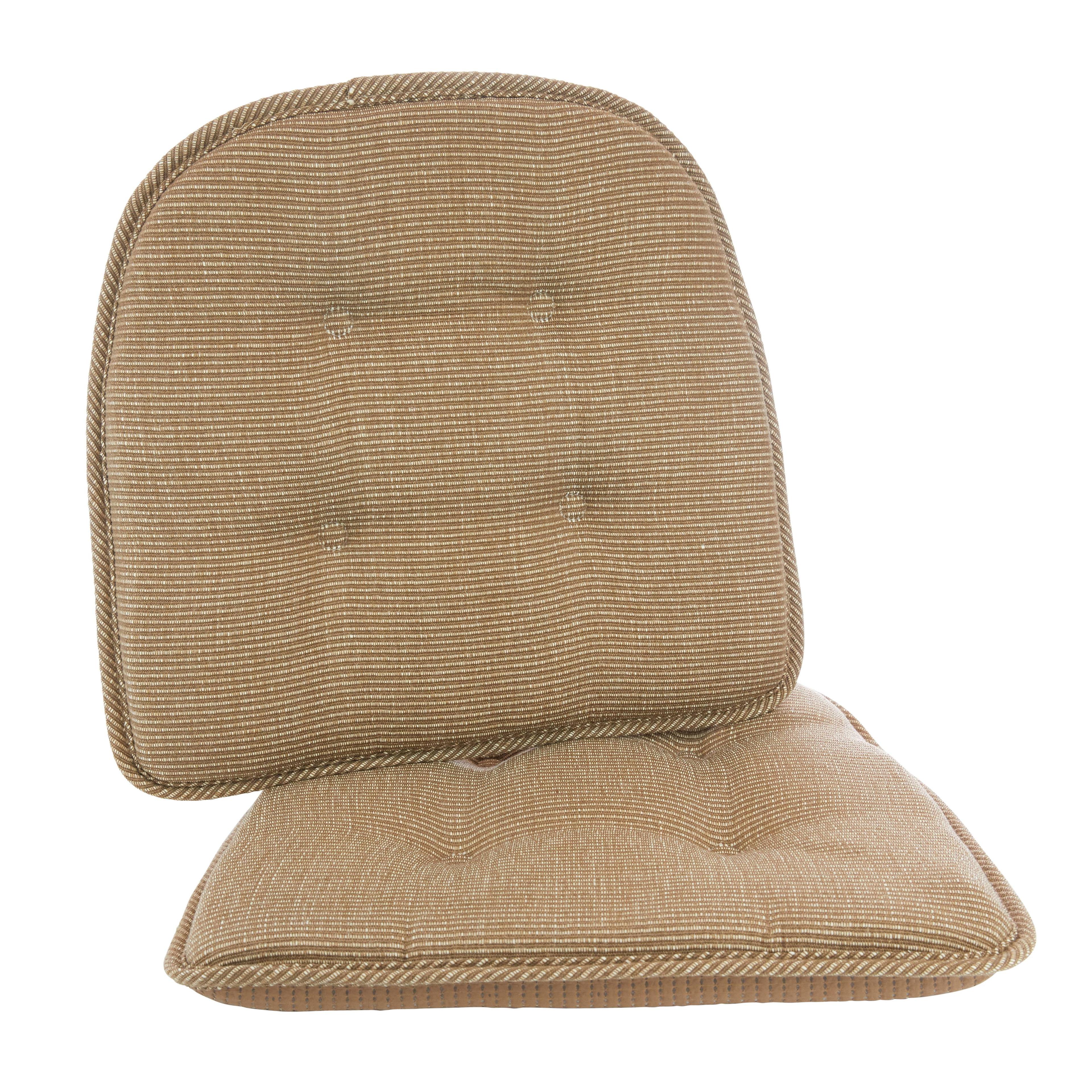 Gripper 2pc 15"x16" Non Slip Saturn Tufted Chair Cushions Tan: Indoor Rectangle Polyester Basket Weave Beige