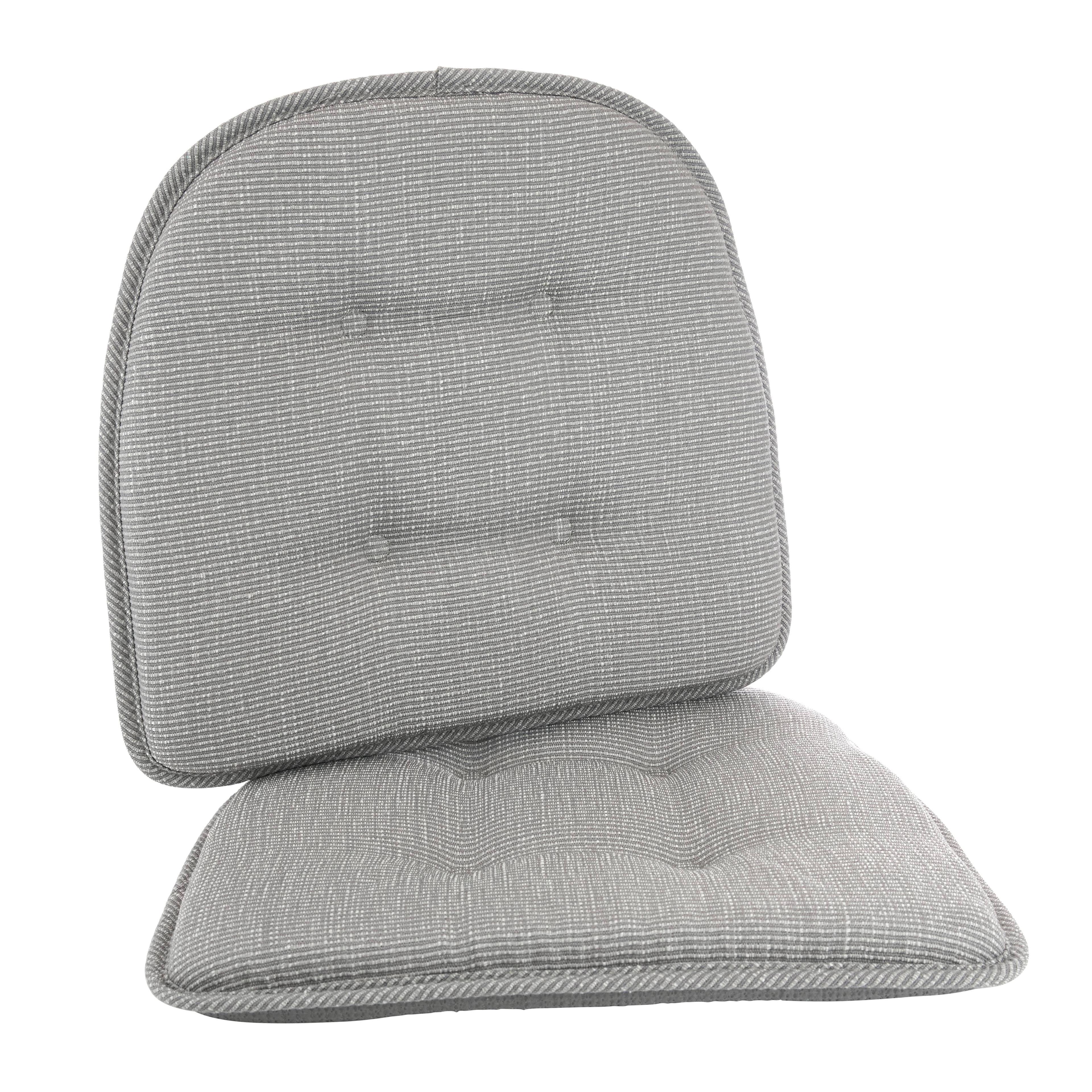 Gripper 2pc 15"x 16" Non Slip Saturn Tufted Chair Cushions Gray: Basket Weave, Polyester & Cotton, Indoor, Solid Pattern