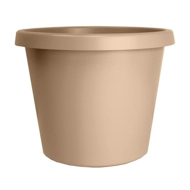The HC Companies 12 Inch Round Prima Planter - Plastic Plant Pot with Rolled Rim for Indoor Outdoor Plants Flowers Herbs, Sandstone