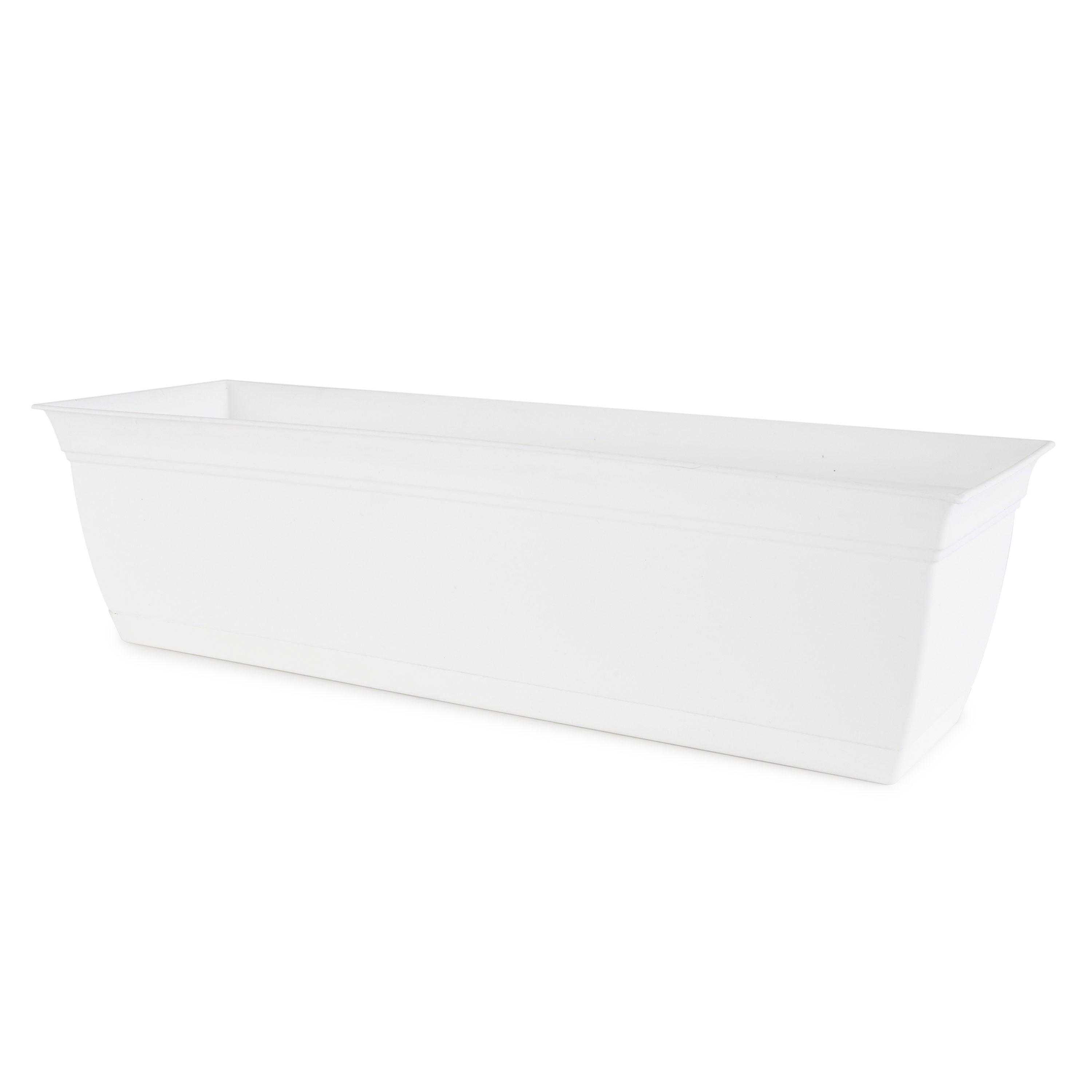 Eclipse 24" White Rectangular Indoor/Outdoor Planter with Removable Saucer