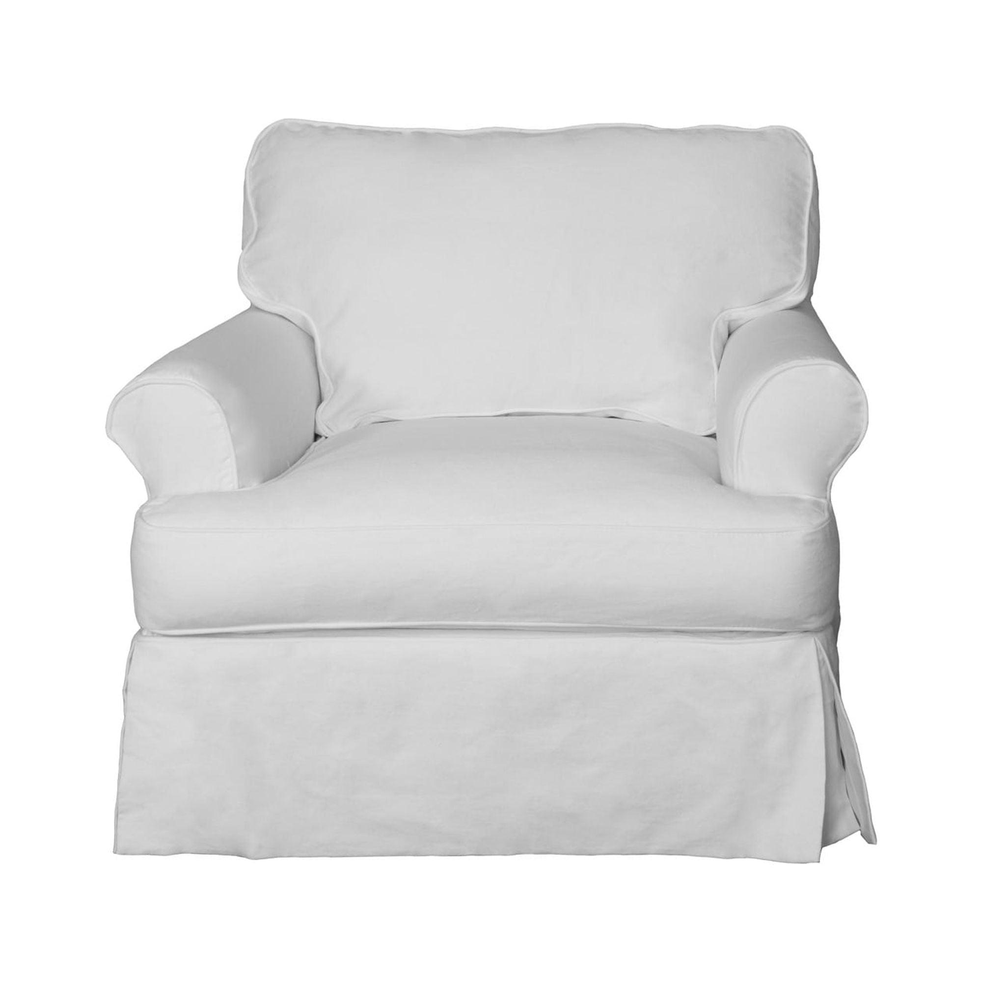 Hamptons 34" White Slipcovered T-Cushion Chair