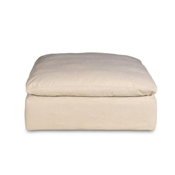 The Hamptons Collection 44" Tan Fabric Upholstery Slipcovered Square Modular Pouf Ottoman