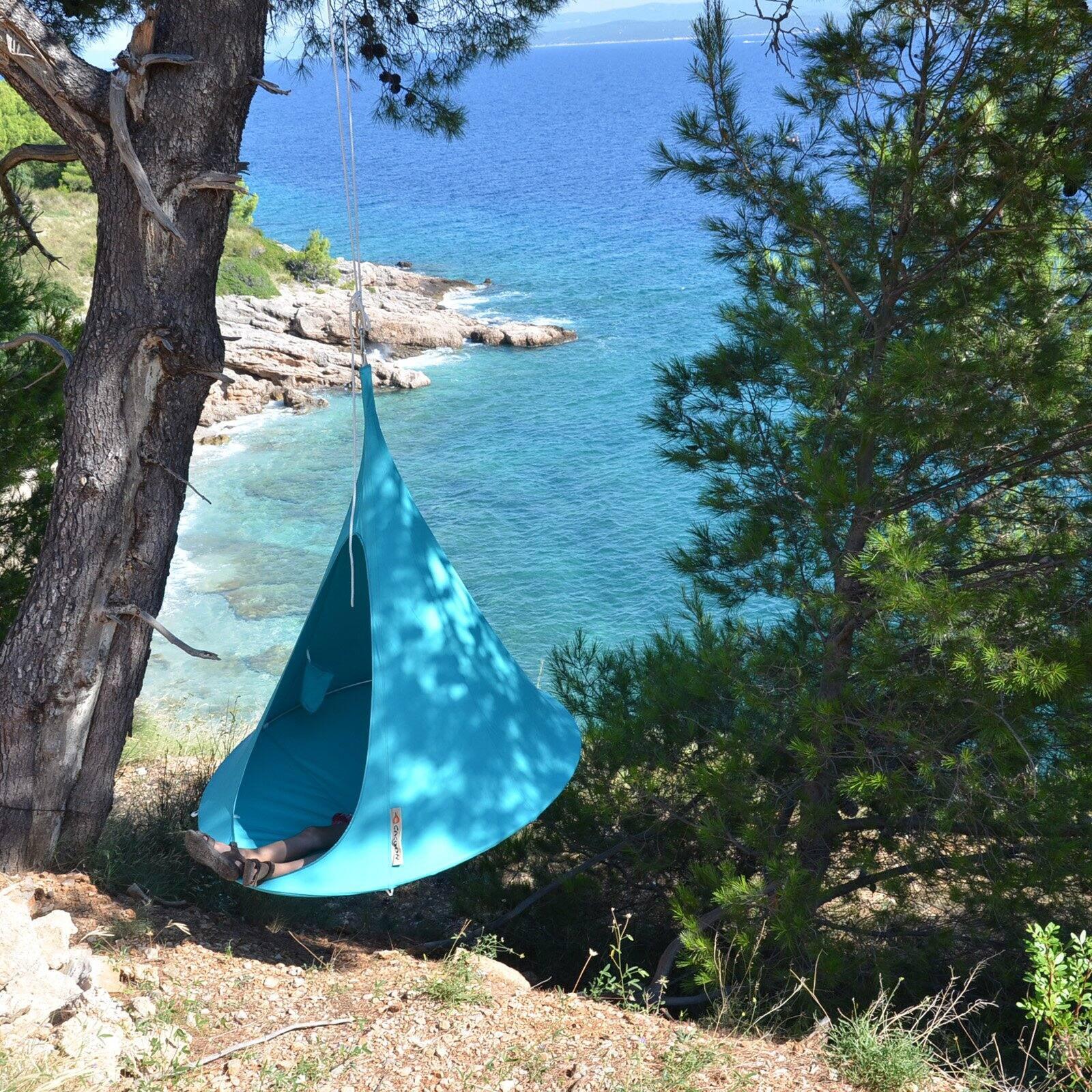 The Hamptons Collection 60” Light Blue Heavy Duty Hanging Cacoon Chair with Hanging Hardware