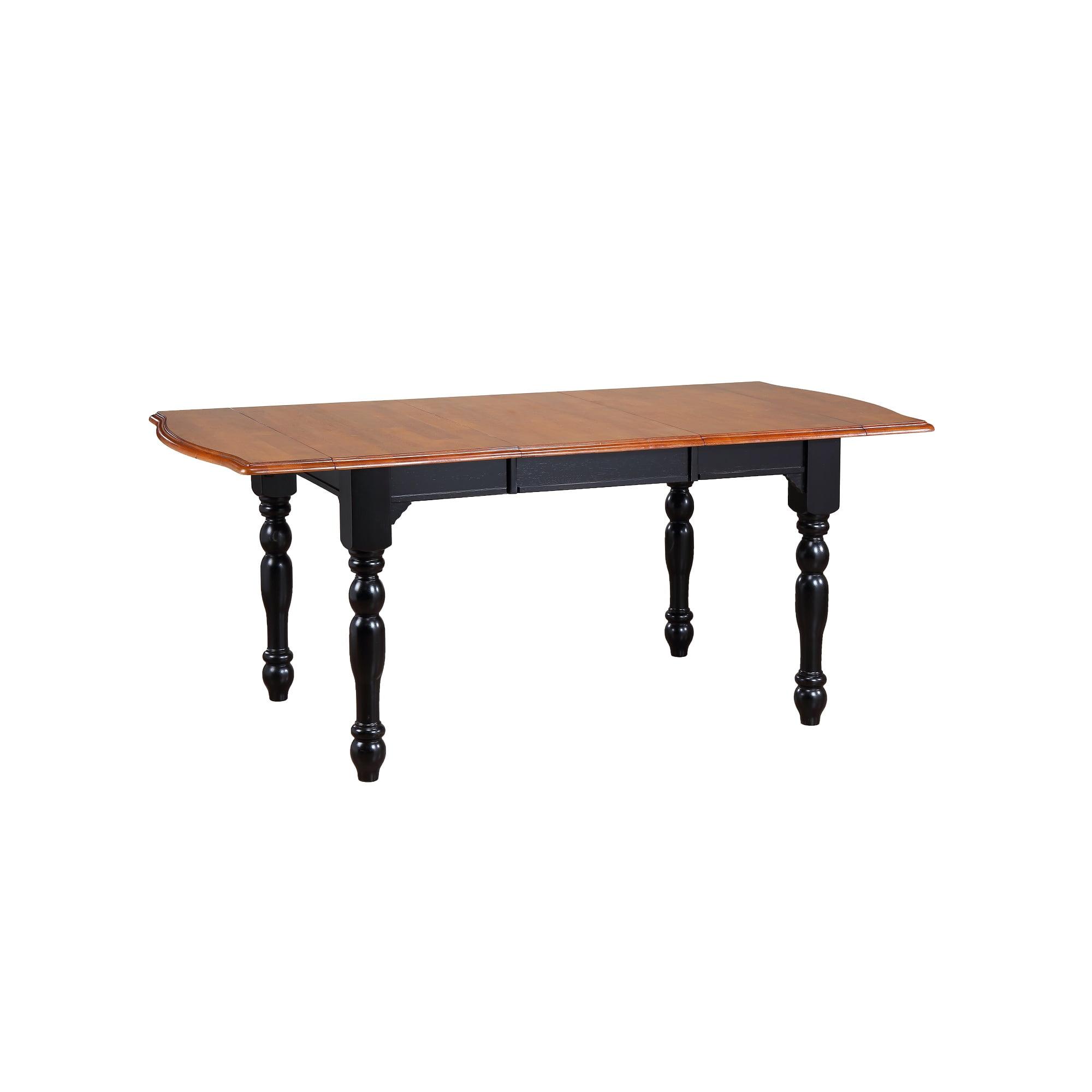 Antique Black & Cherry 72" Solid Wood Extendable Dining Table