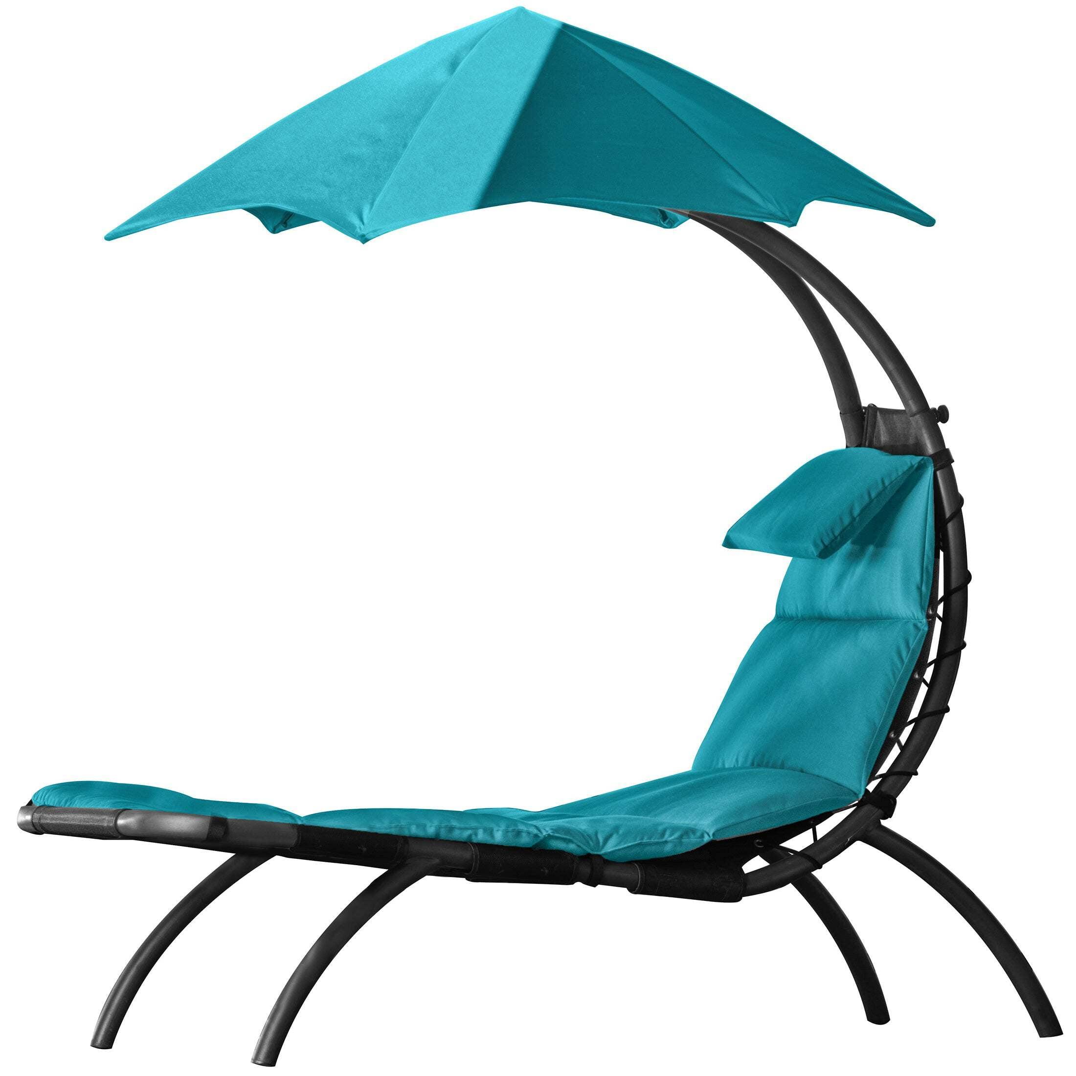 Vivere Dream Lounger with Polyester Cushion and Umbrella- True Turquoise