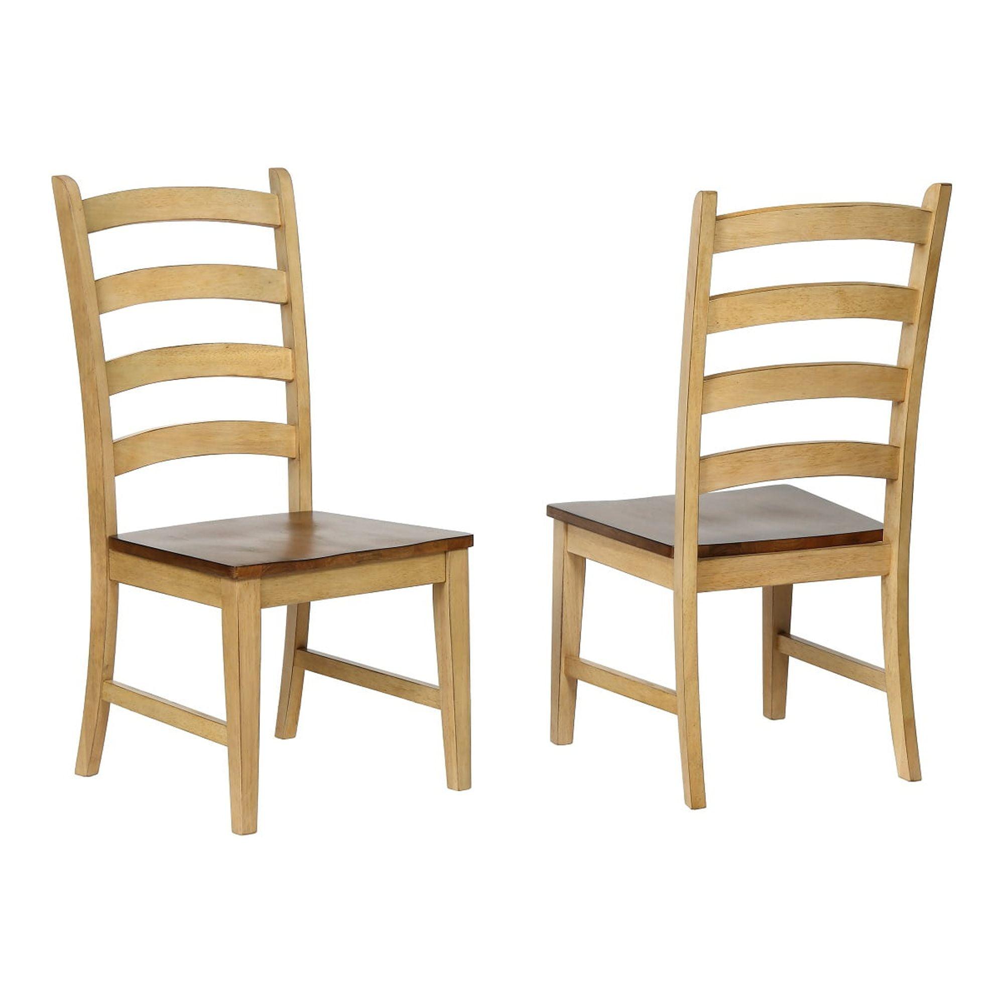 Light Brown Wooden Ladderback Dining Side Chair Set