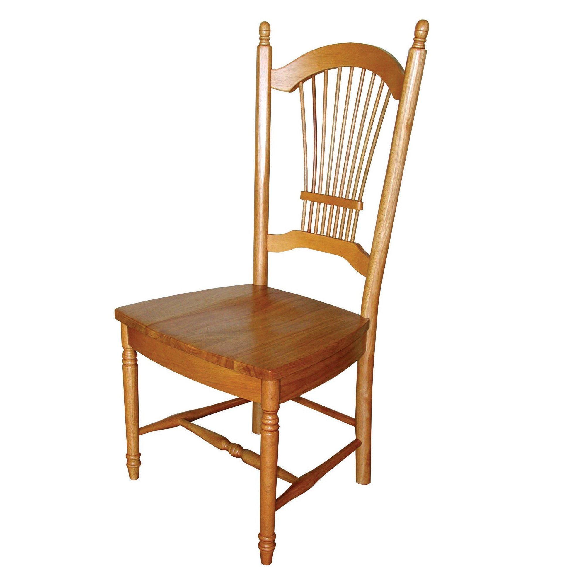 Light Oak Slat Back Upholstered Dining Side Chair