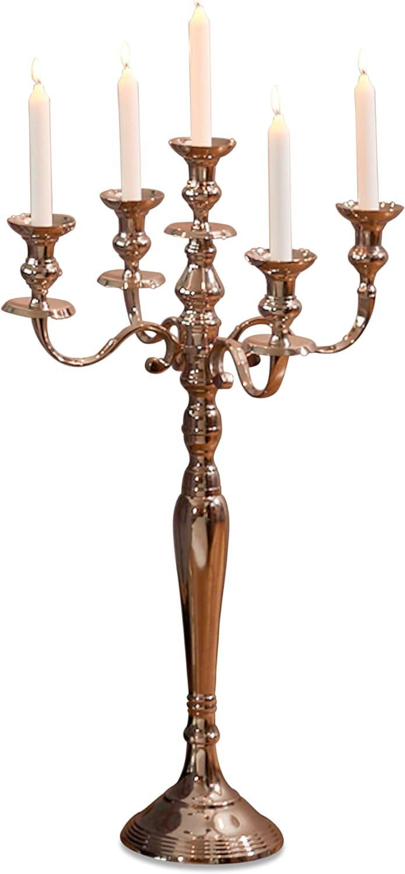 Elegant Silver Aluminum Nickel 30.75" Five-Arm Tabletop Candelabra