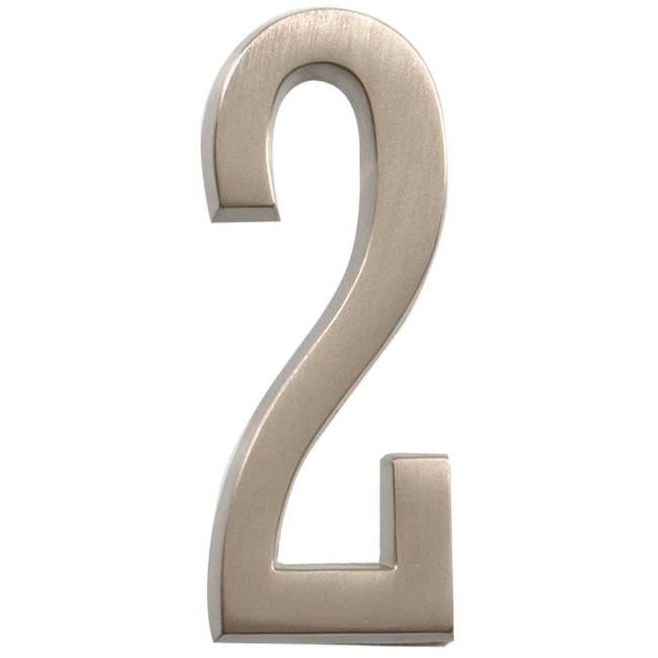 Brushed Nickel Floating House Number 2 Plaque