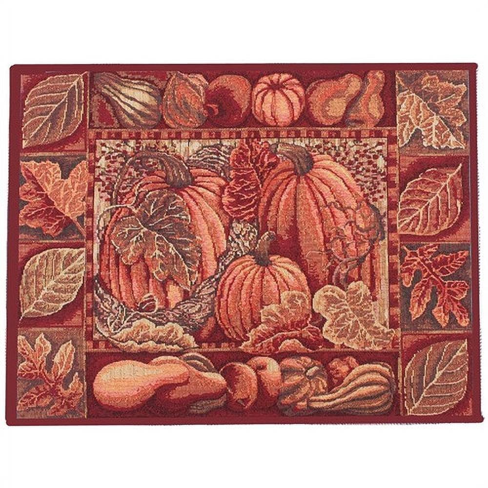 Autumn Harvest Pumpkins and Leaves Tapestry Placemats Set of 4