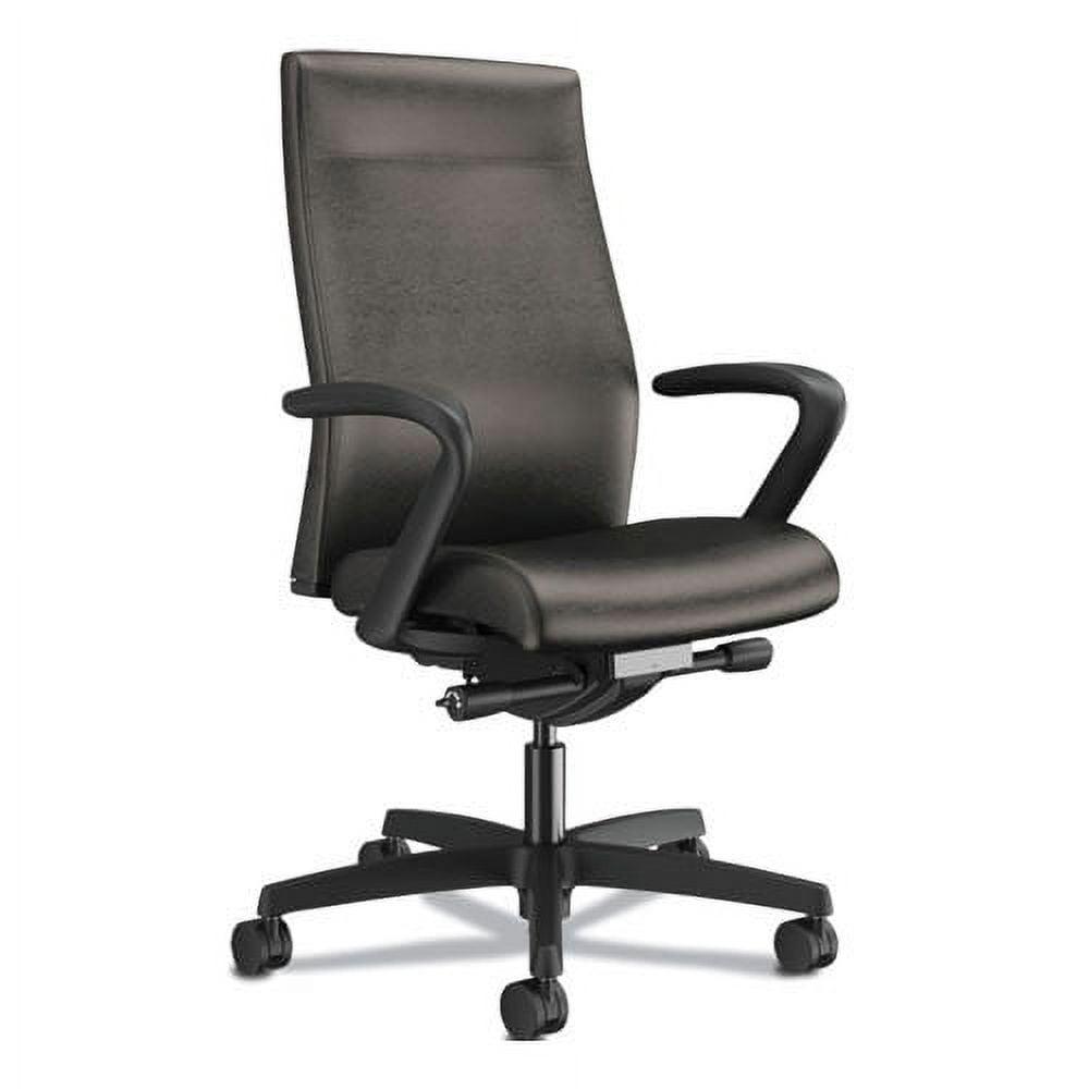 Synchro-Tilt Mid-Back Task Chair with Vinyl Upholstery, Black