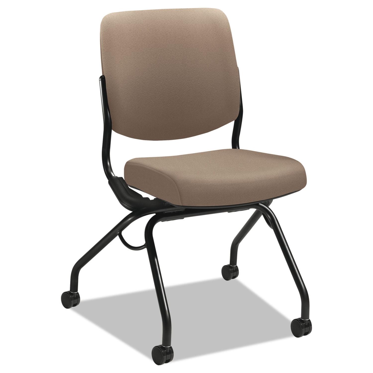 ErgoFlex Black Fabric Mobile Nesting Chair with Metal Frame