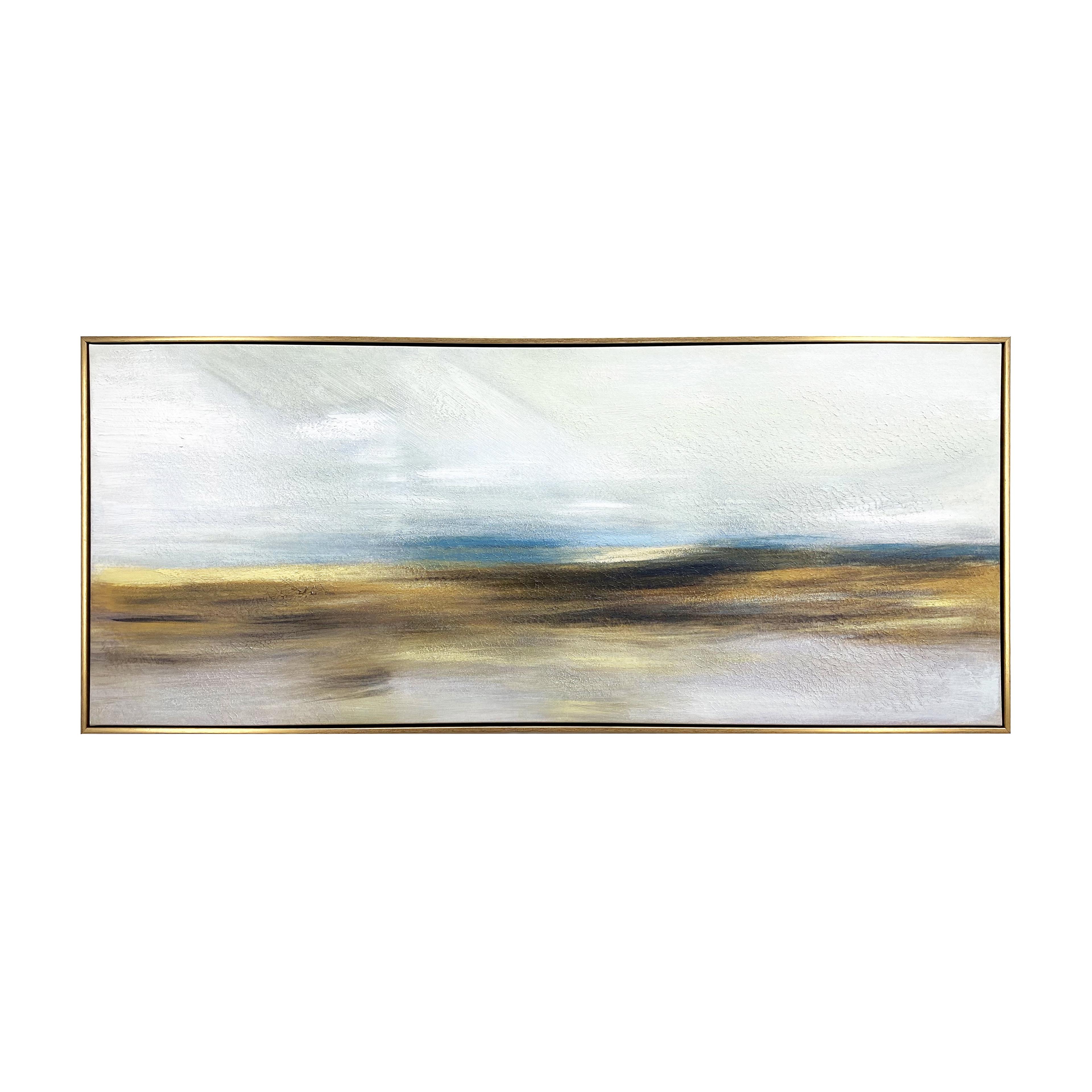 Abstract Horizon Hand Painted Gold Framed Canvas Art, 19x45 Inches