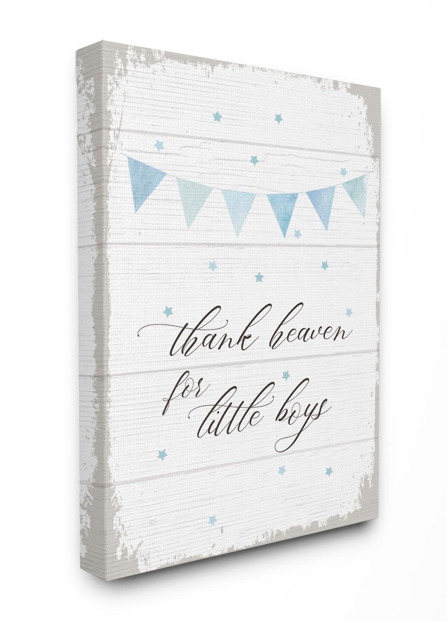 The Kids Room By Stupell Blue Bunting Thank Heaven for Little Boys Canvas Wall Art