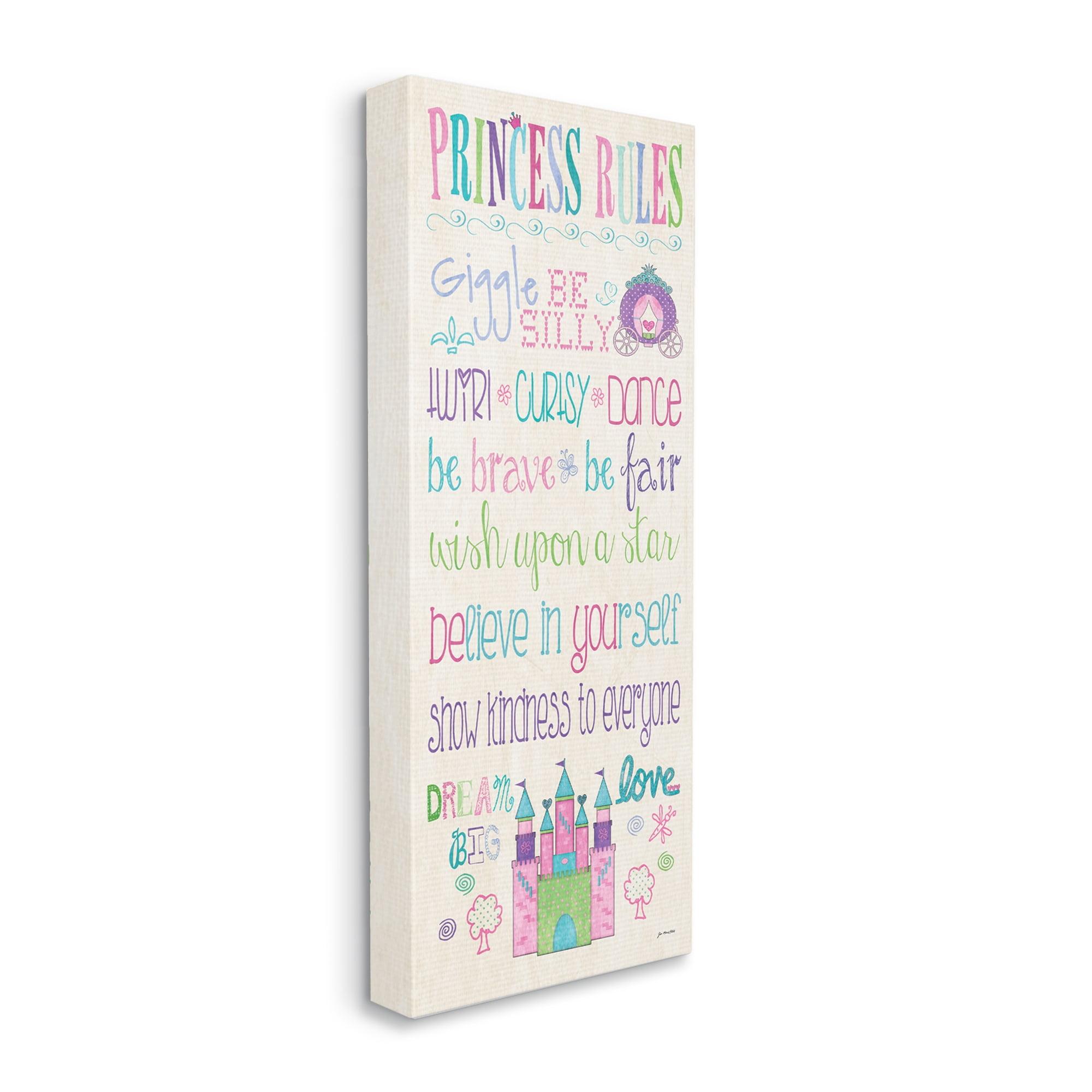 The Kids Room by Stupell Princess Rules With Castle And Carriage Canvas Wall Art by Jo Moulton