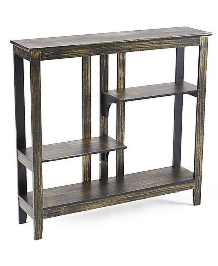 Black and Gold MDF Console Table with Storage Shelves