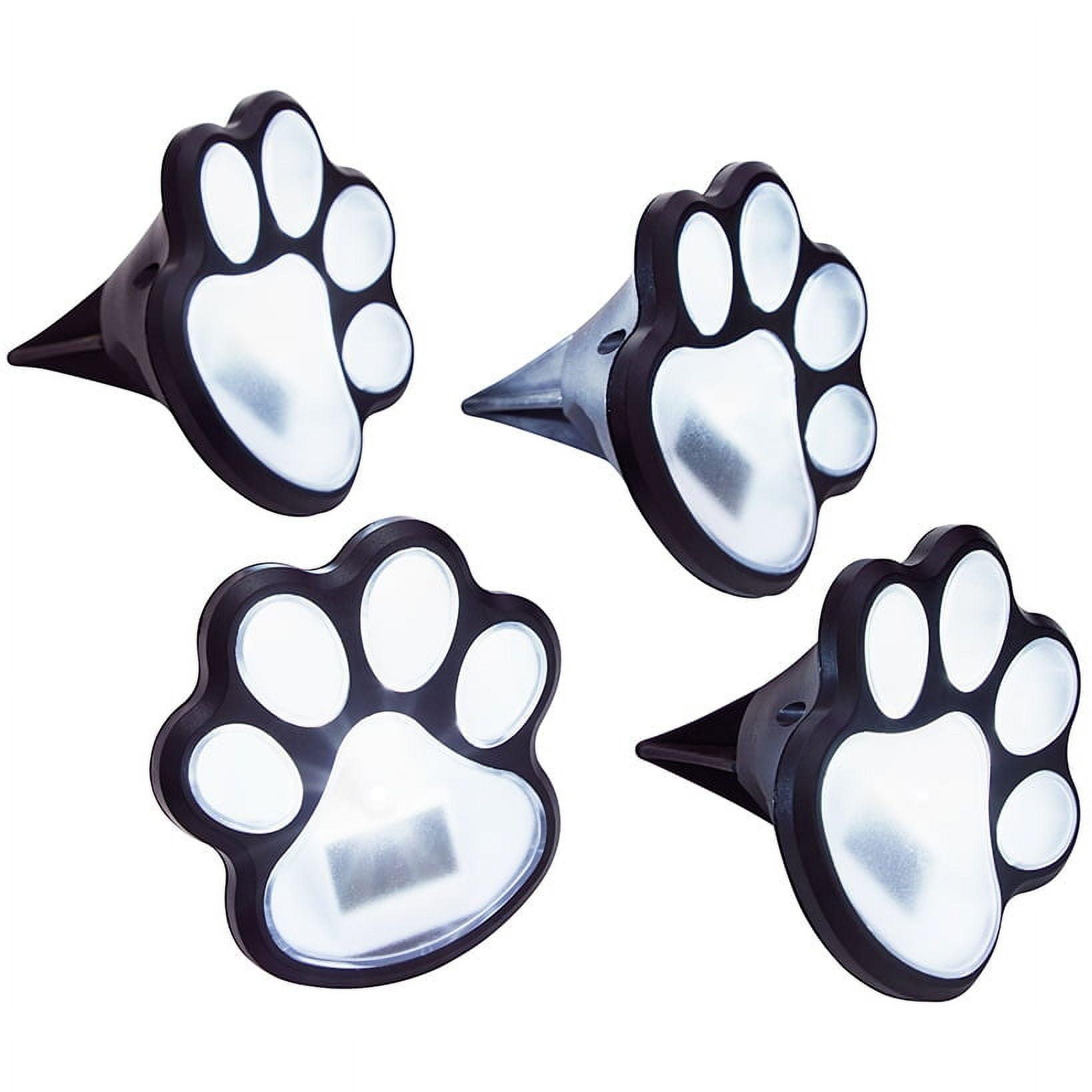 The Lakeside Collection Solar-Powered Paw Print Pathway Lights, 4 Pack