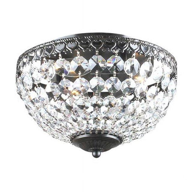 The Lighting Store Antique Black Rita Crystal Flush Mount Chandelier