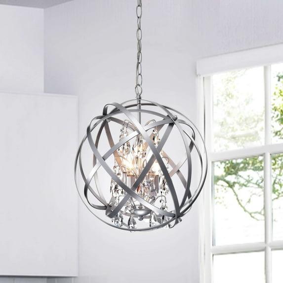 The Lighting Store Benita Matte Silver 4-light Metal Crystal Orb Chandelier