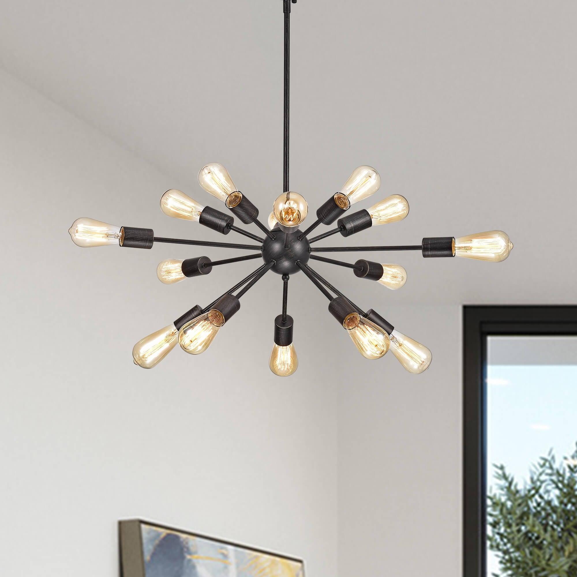 The Lighting Store Lorena Sputnik Antique Black 15-Light Industrial Pendant Chandelier