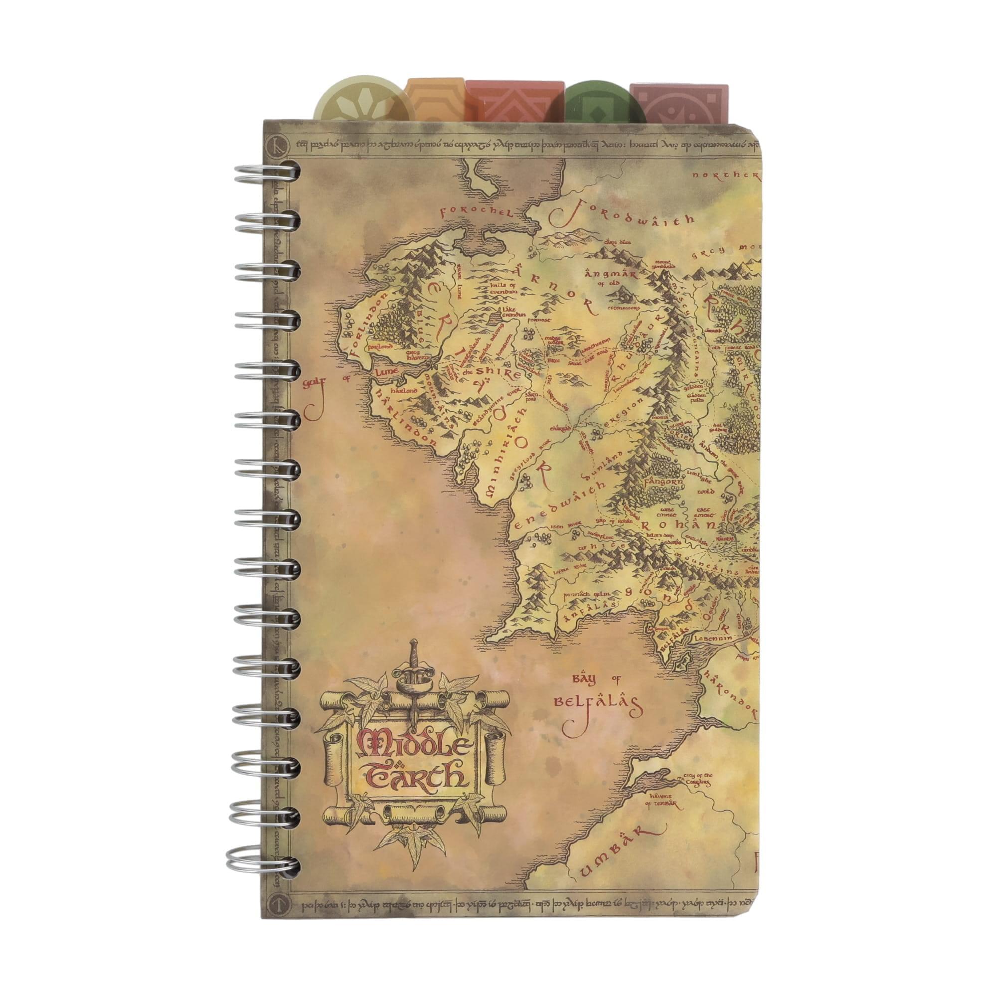 Silver Buffalo The Lord Of The Rings Map Of Middle-earth 5-Tab Spiral Notebook With 75 Sheets