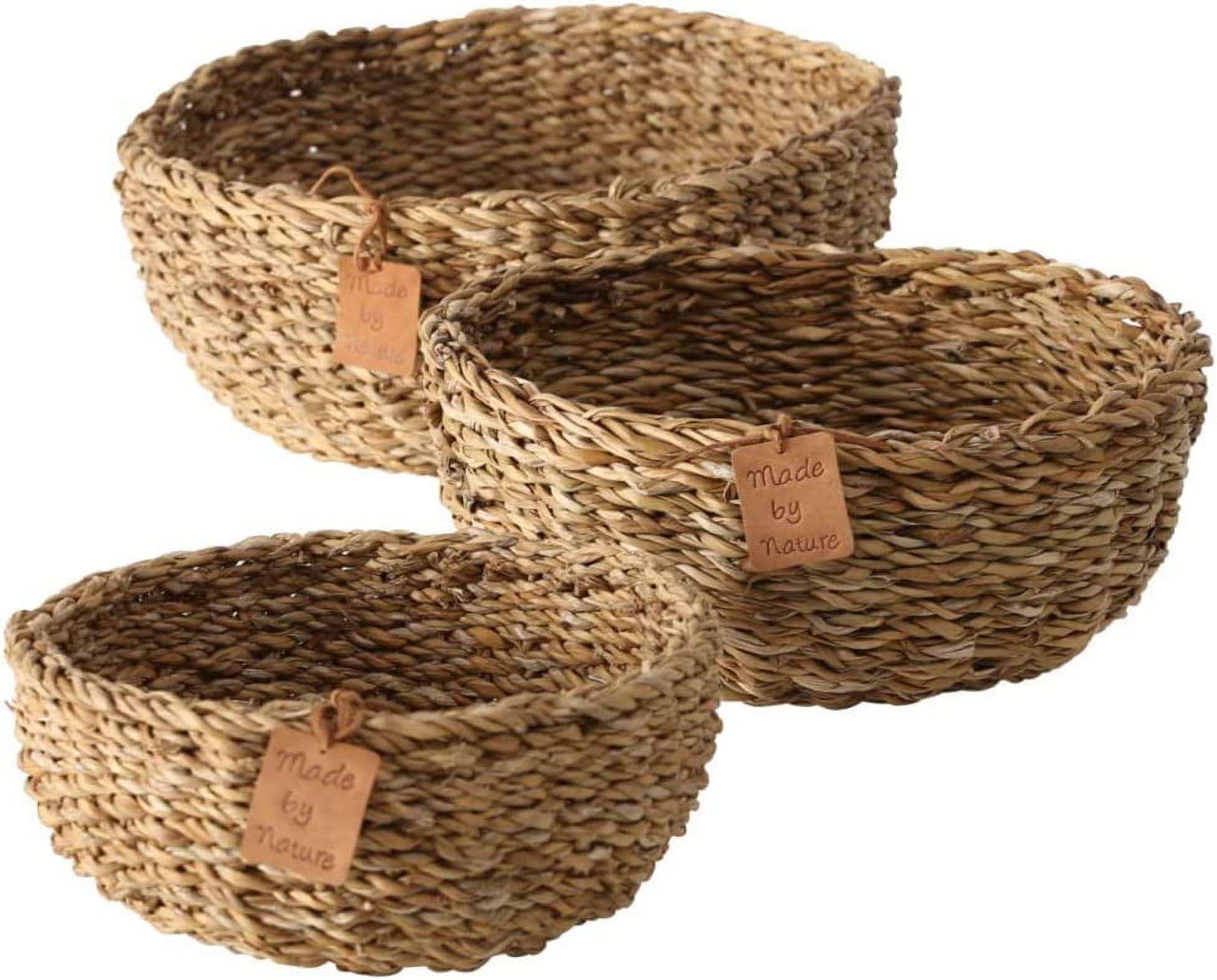 Natural Seagrass Woven Storage Bowls Set of 3