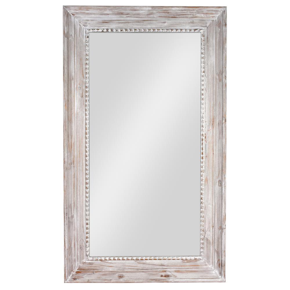 Massive Gray Wash Wood Mirror with Silver and Gold Accents