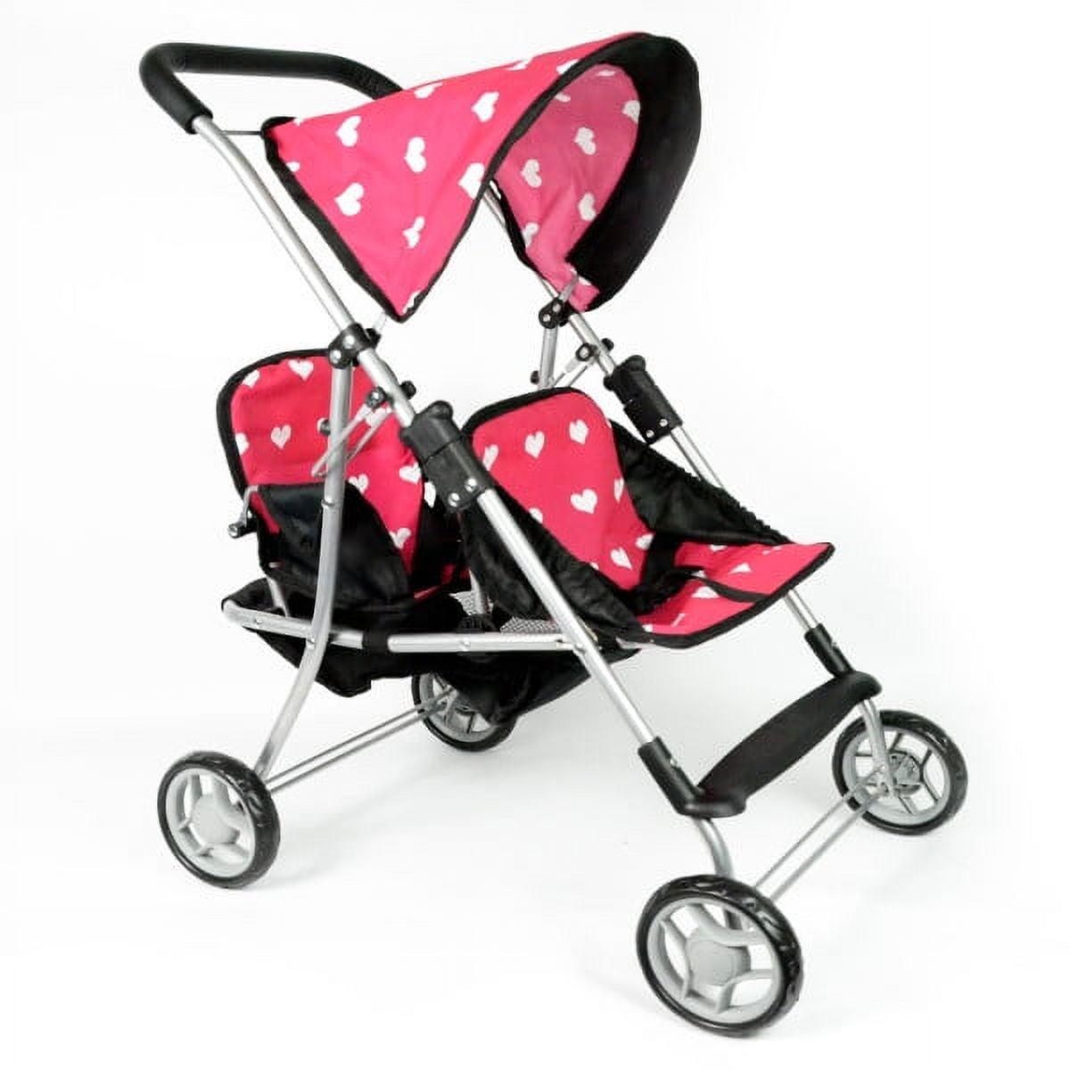 The New York Doll Collection My First Doll Heart Design Twin Stroller Pink