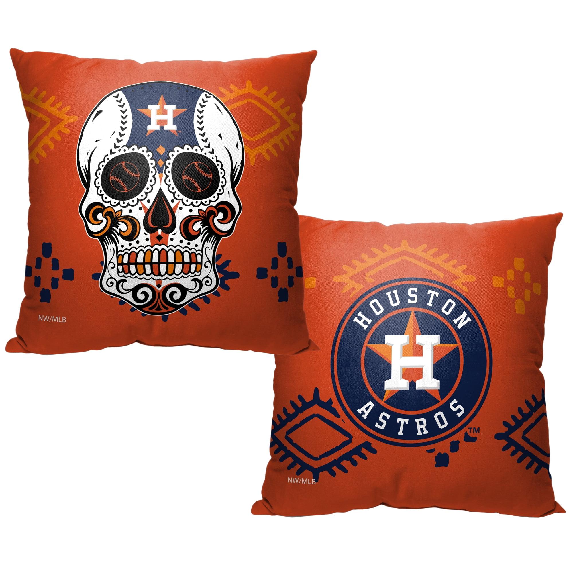 MLB Houston Astros Candy Skull Throw Pillow 18x18 Inches
