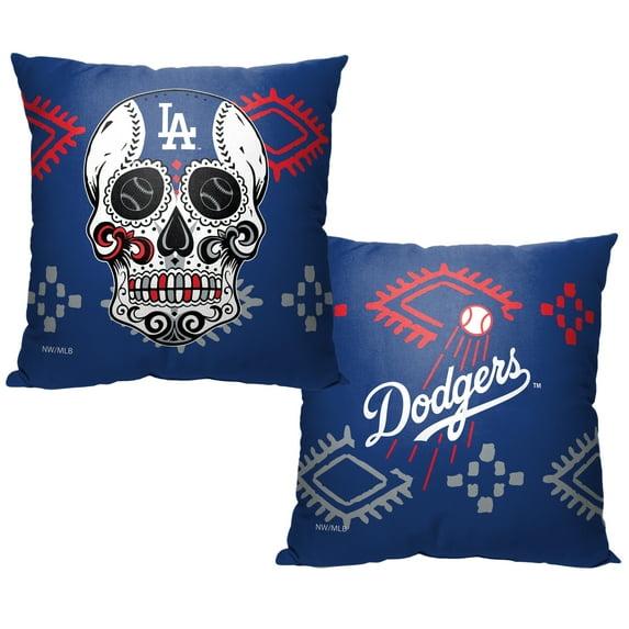 MLB Los Angeles Dodgers Candy Skull Throw Pillow 18x18 Inches