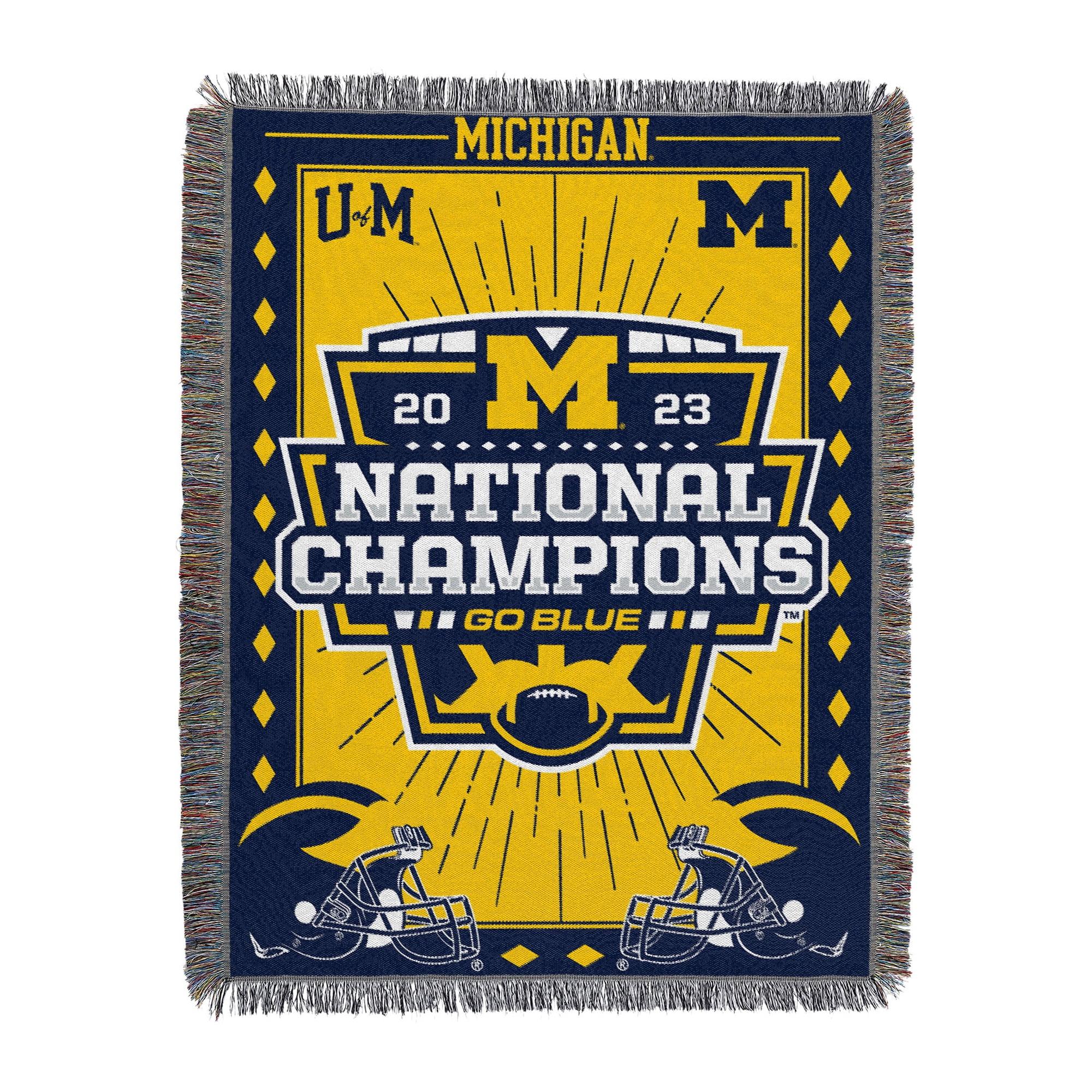 Michigan Wolverines 2023 National Champions Yellow and Blue Tapestry Throw