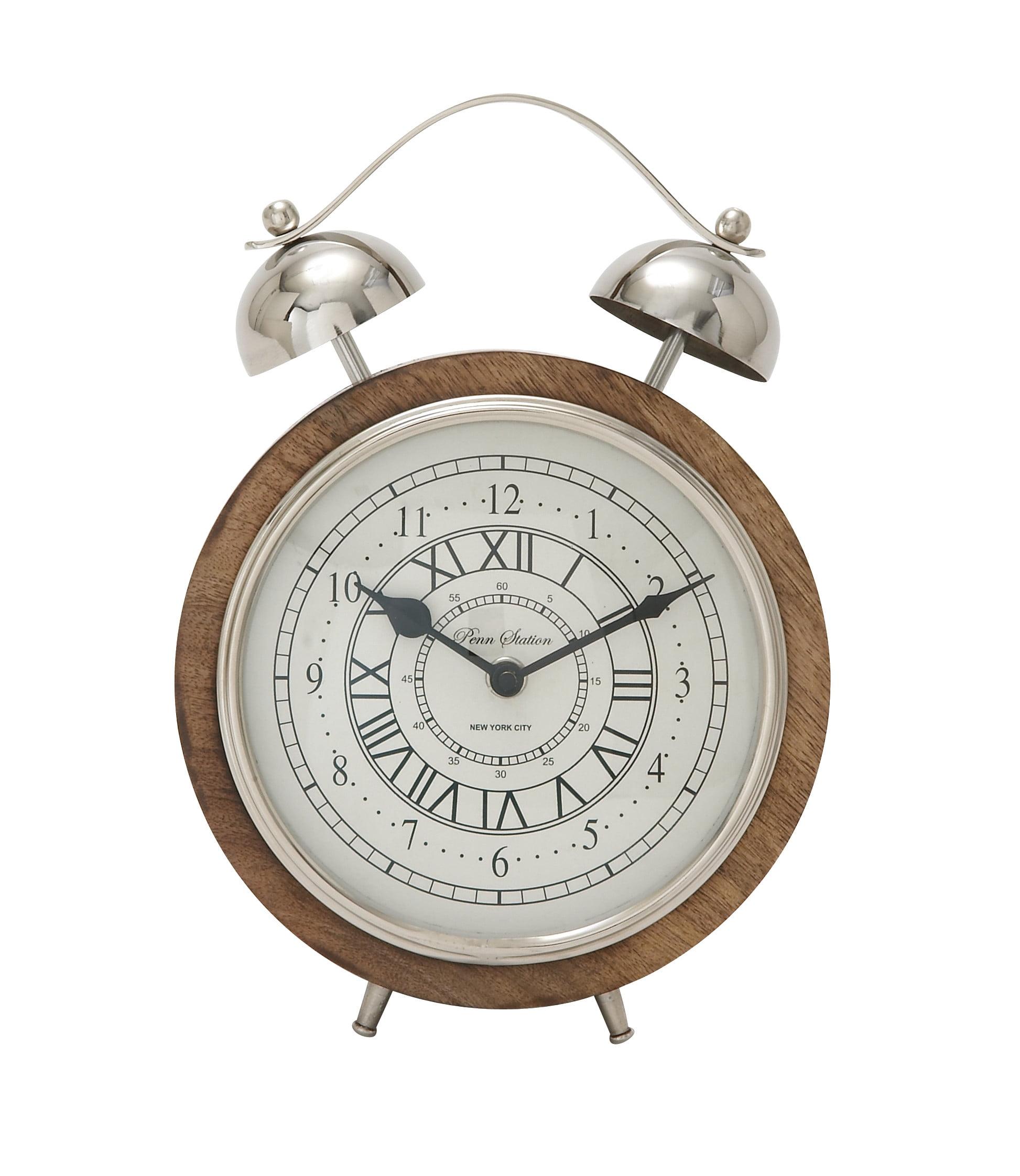 Mango Wood Decorative Brown Clock with Bell Style Top