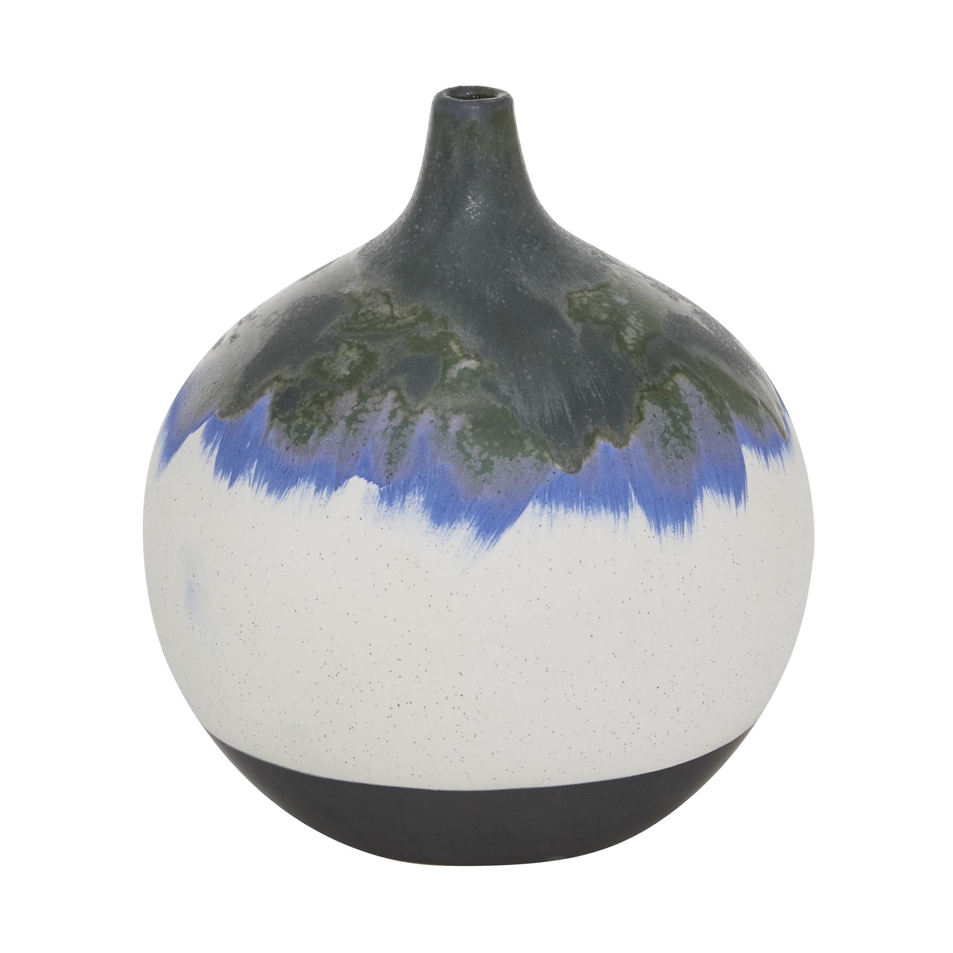 Handmade White and Blue Ceramic Bud Vase