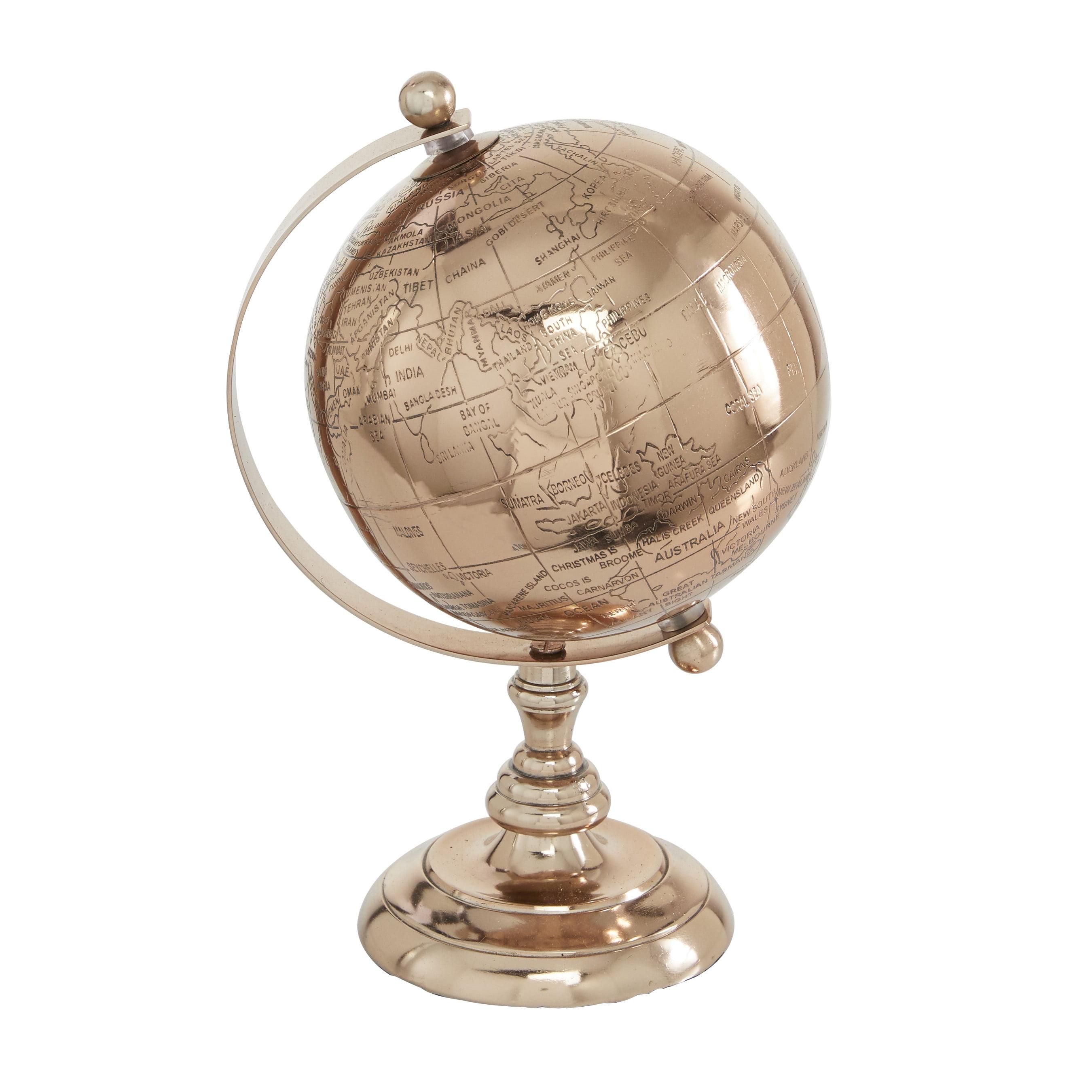 Rose Gold Aluminum Tabletop Globe with Stand