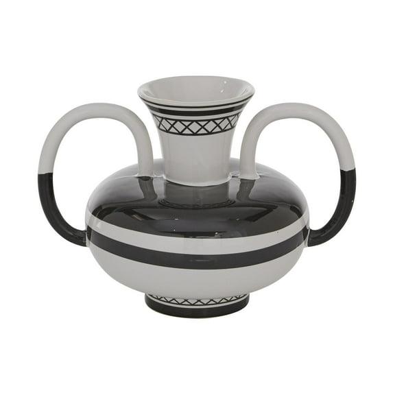 Novogratz Ceramic Decorative White Vase with Handles