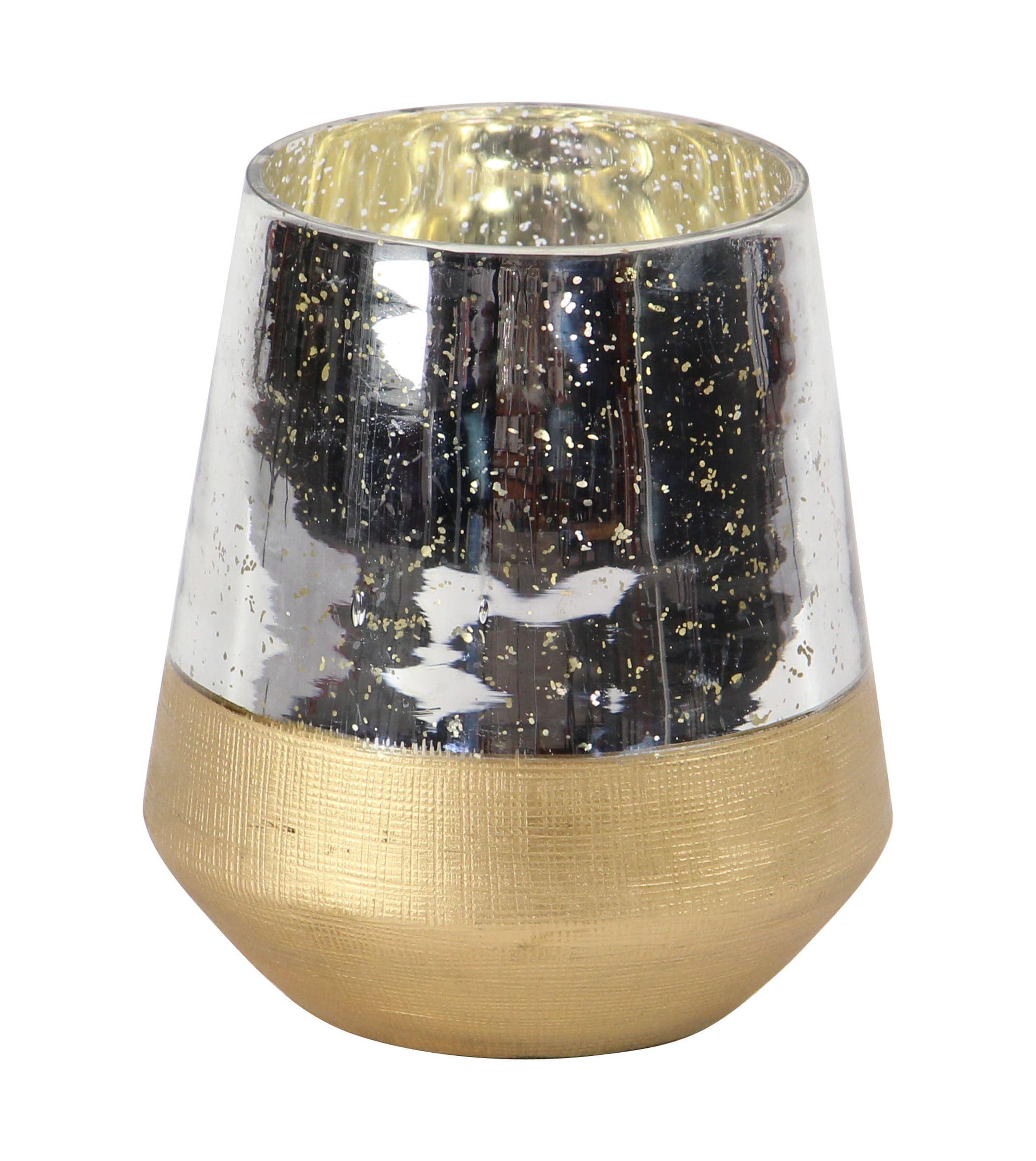 Gold and Silver Glass Hanging Candle Lantern, 7"