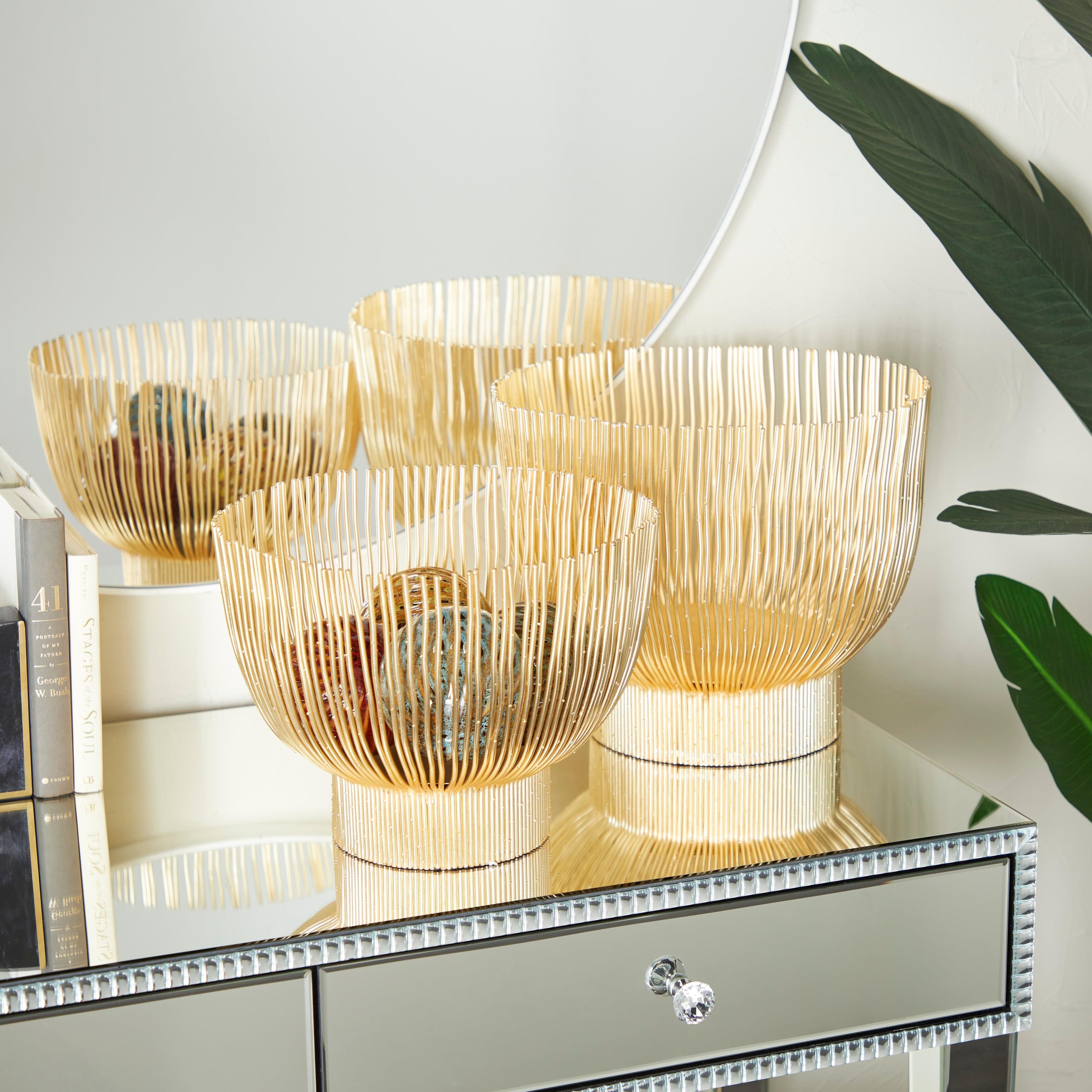 The Novogratz  Gold Metal Decorative Bowl Decorative Bowl (Set of 2) - 14 x 11 and 13 x 10