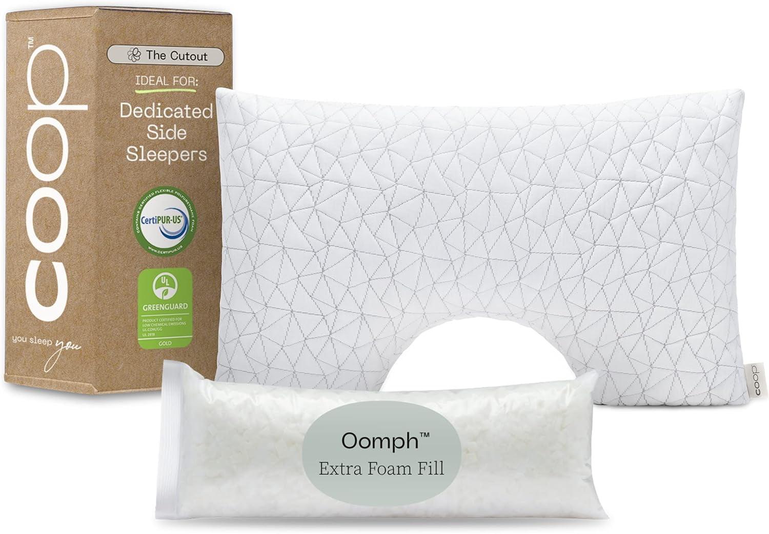 Queen Size White Memory Foam Cut-Out Pillow for Side Sleepers