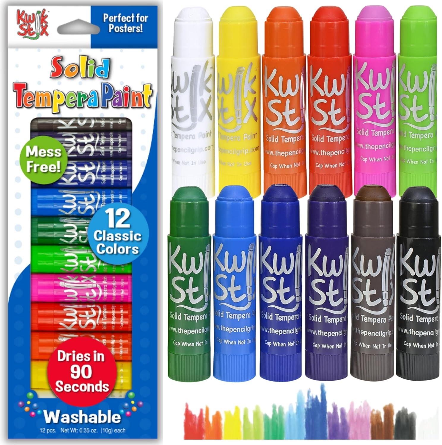 Kwik Stix 12-Pack Classic Colors Washable Tempera Paint Sticks