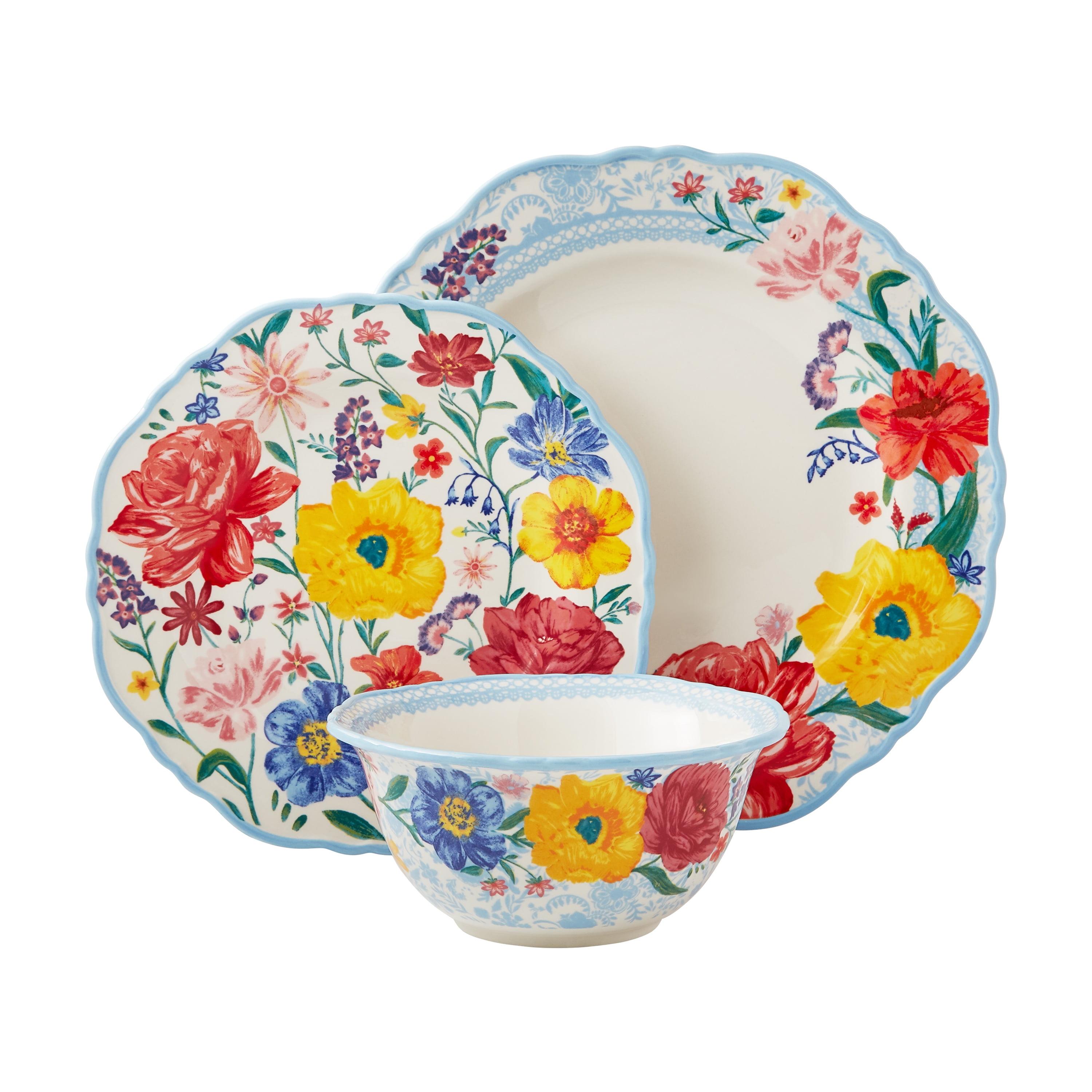 Floral Ceramic 12-Piece Dinnerware Set for Four