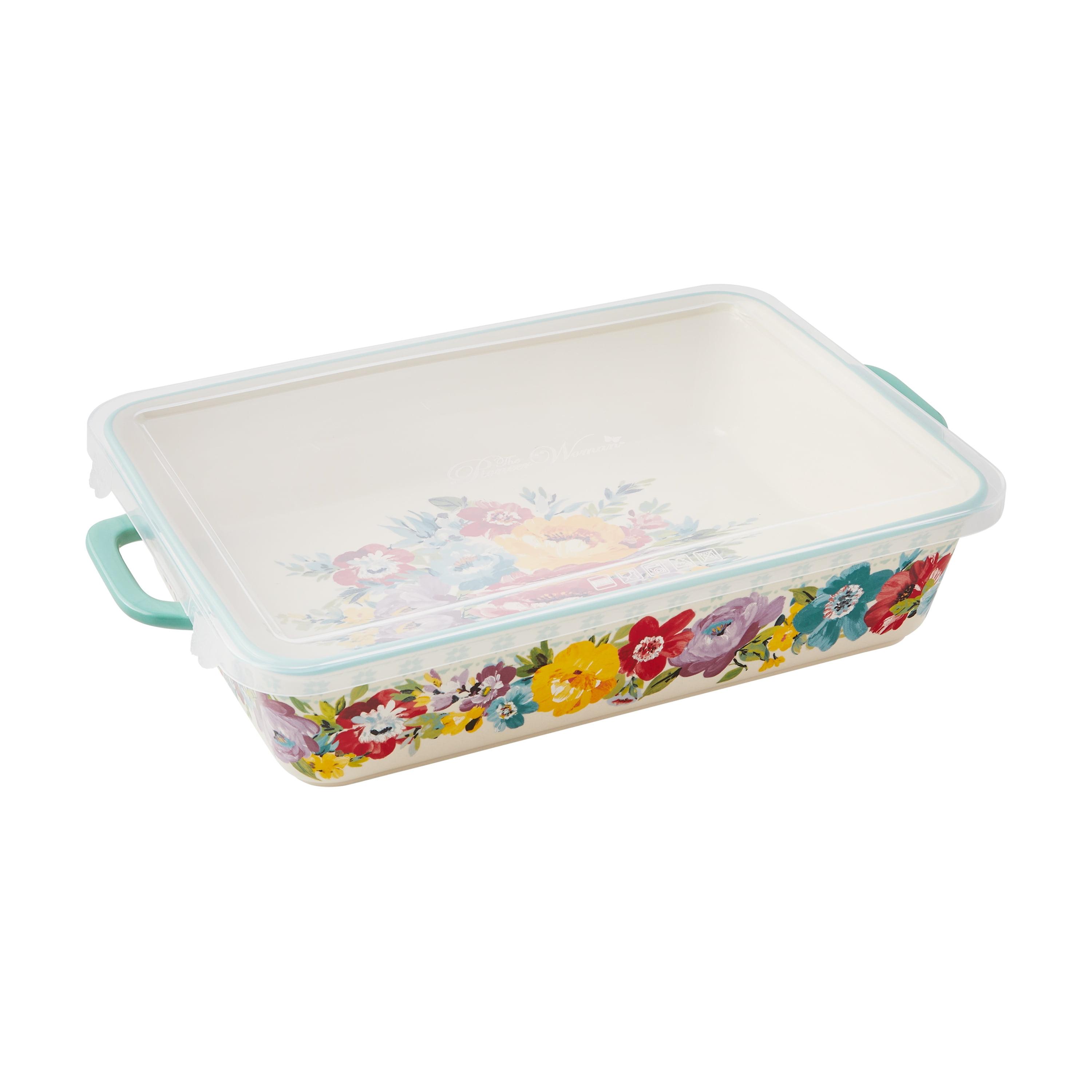 The Pioneer Woman Ceramic 9x13 Baker with Lid, Sweet Romance