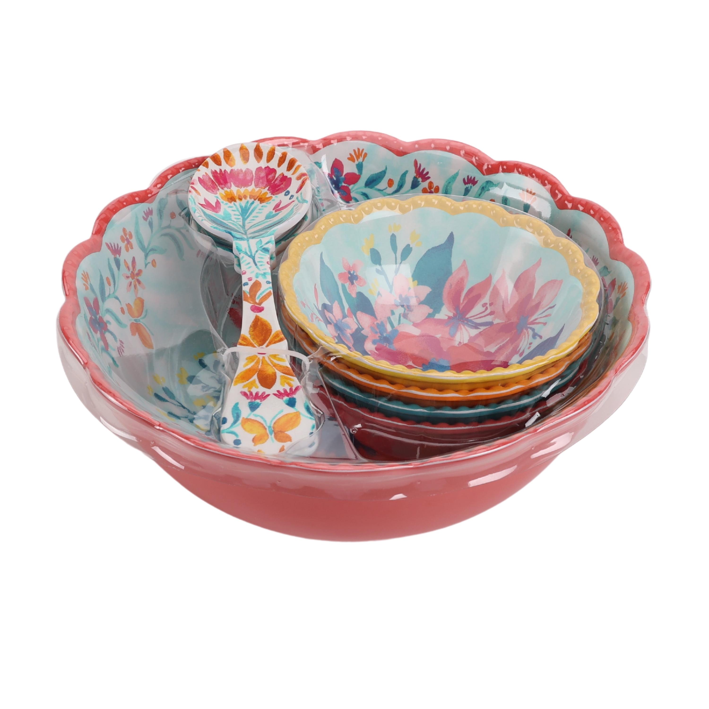 Floral Melamine 7-Piece Salad Serving Bowl Set