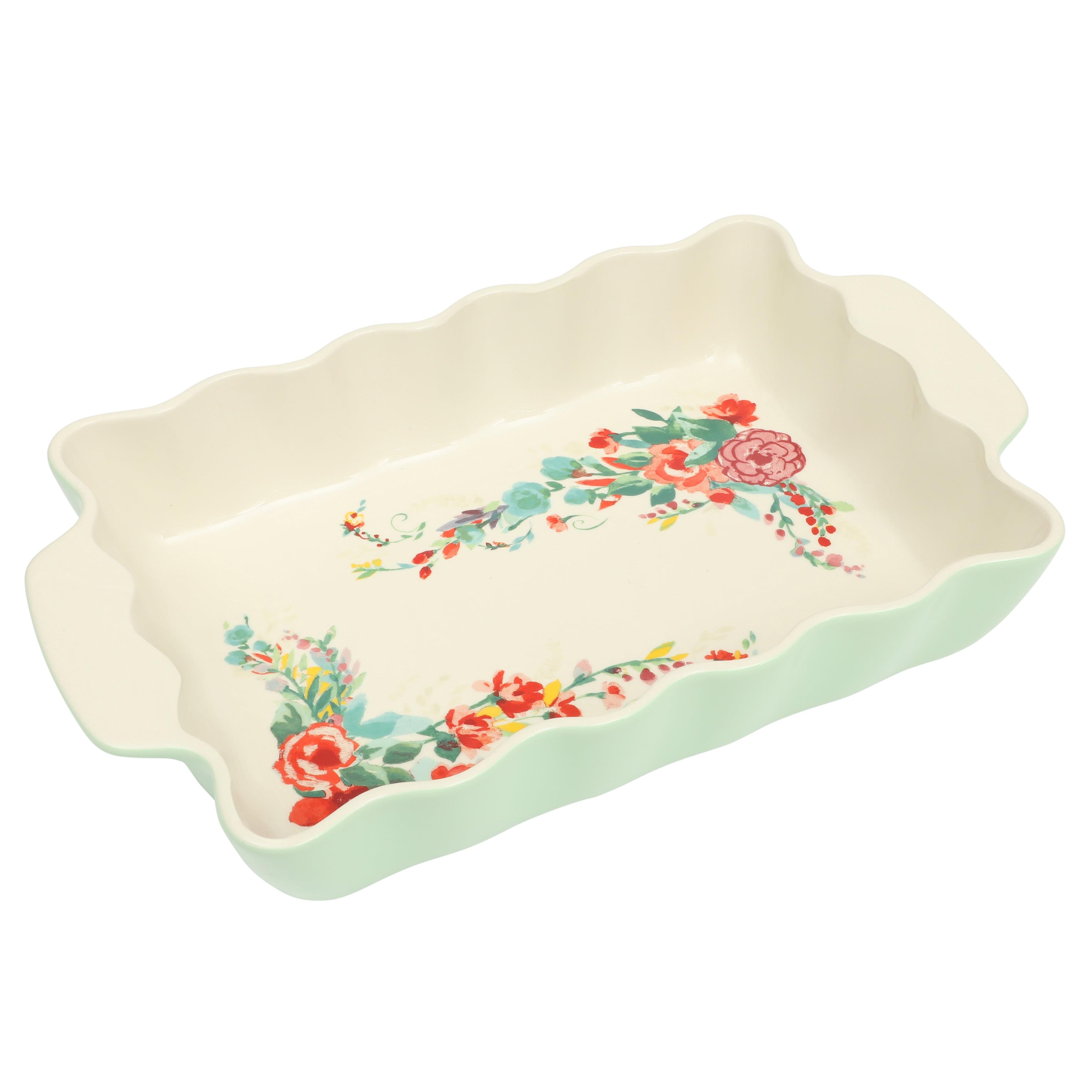 The Pioneer Woman Painted Meadow Ruffle Green 9x13-inch Stoneware Baking Dish