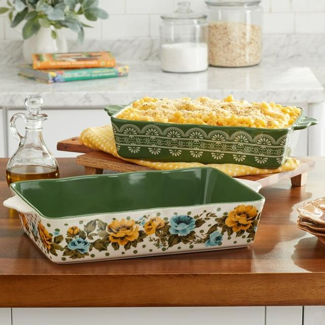 The Pioneer Woman Rose Shadow 2-Piece Ceramic Baker Set